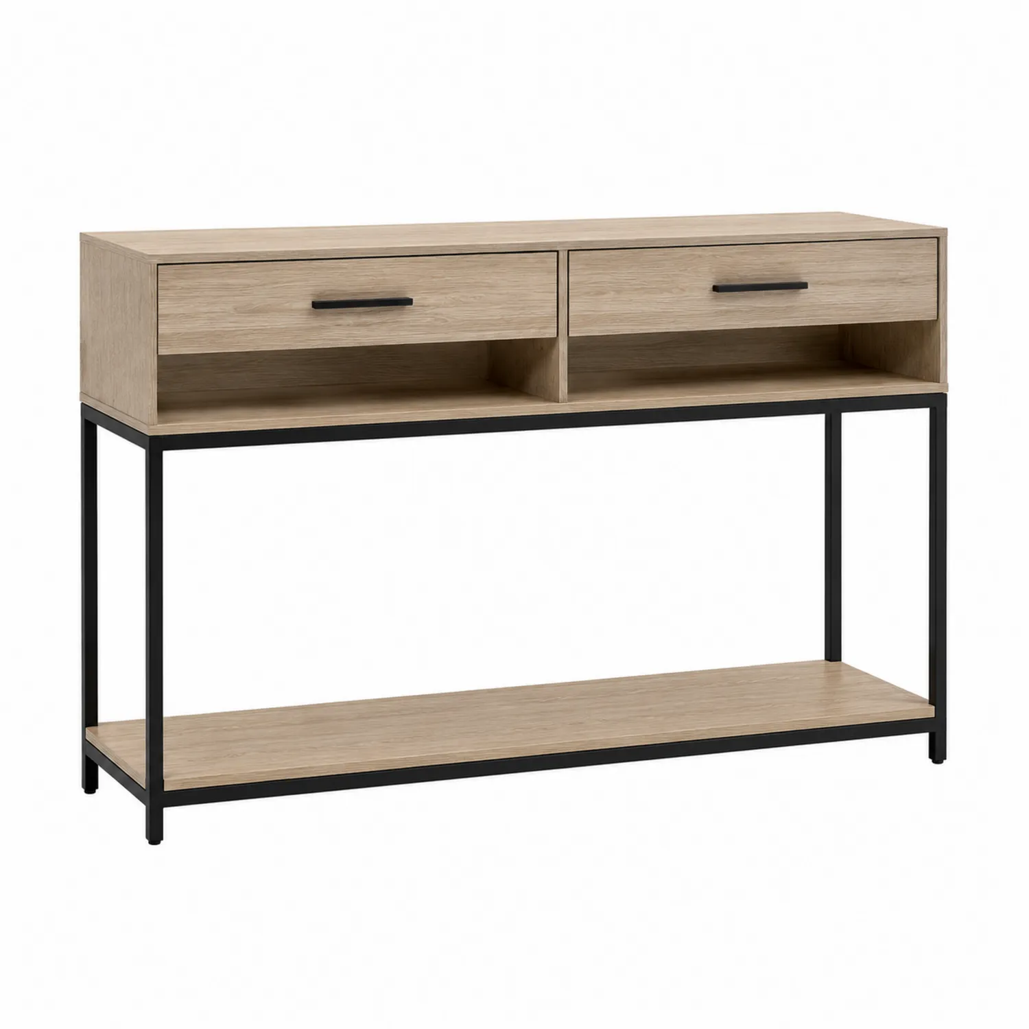 Konsolentisch mit Holzoptik und Metallrahmen