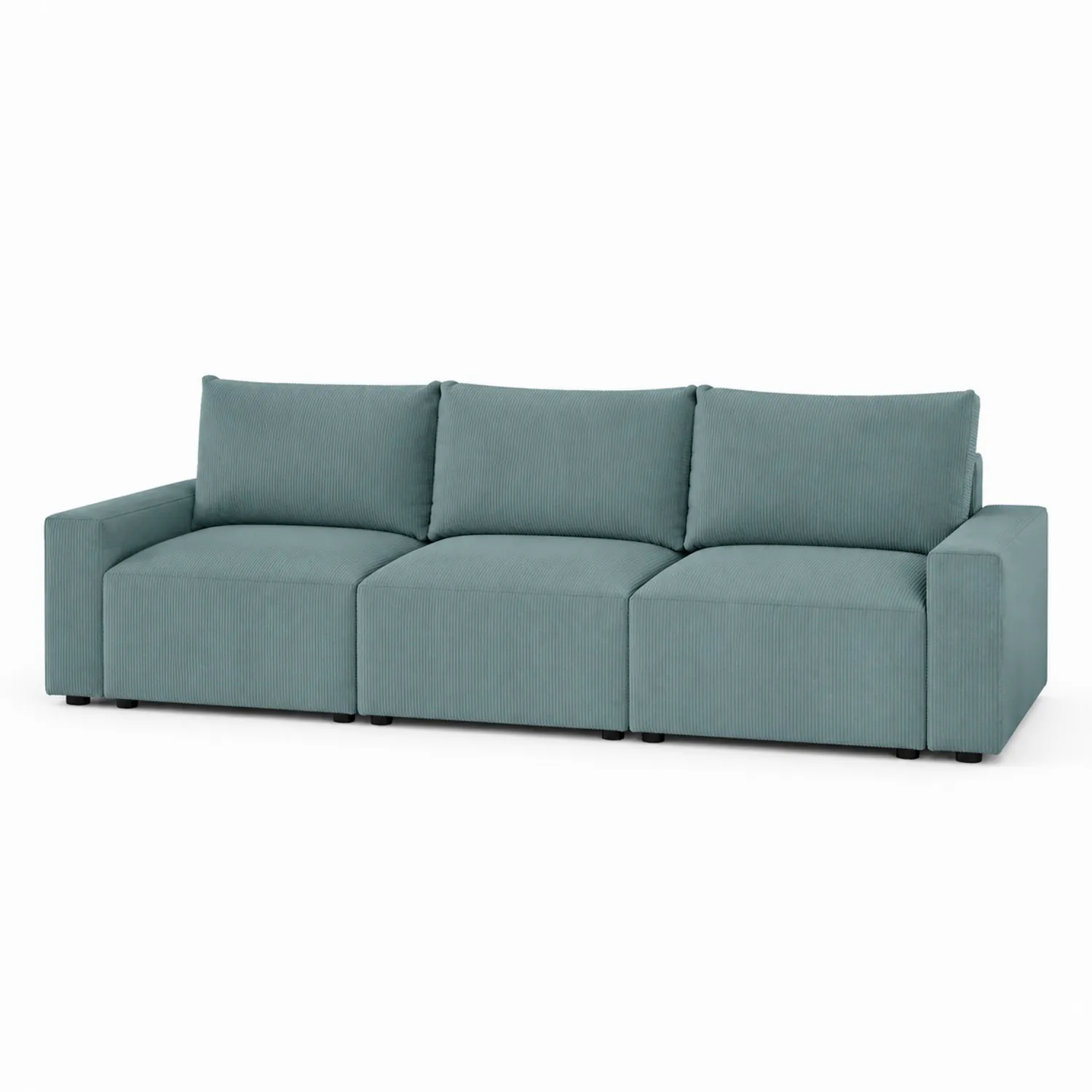 Modulares Dreisitzer-Sofa mit Cordstoff in Blaugrün