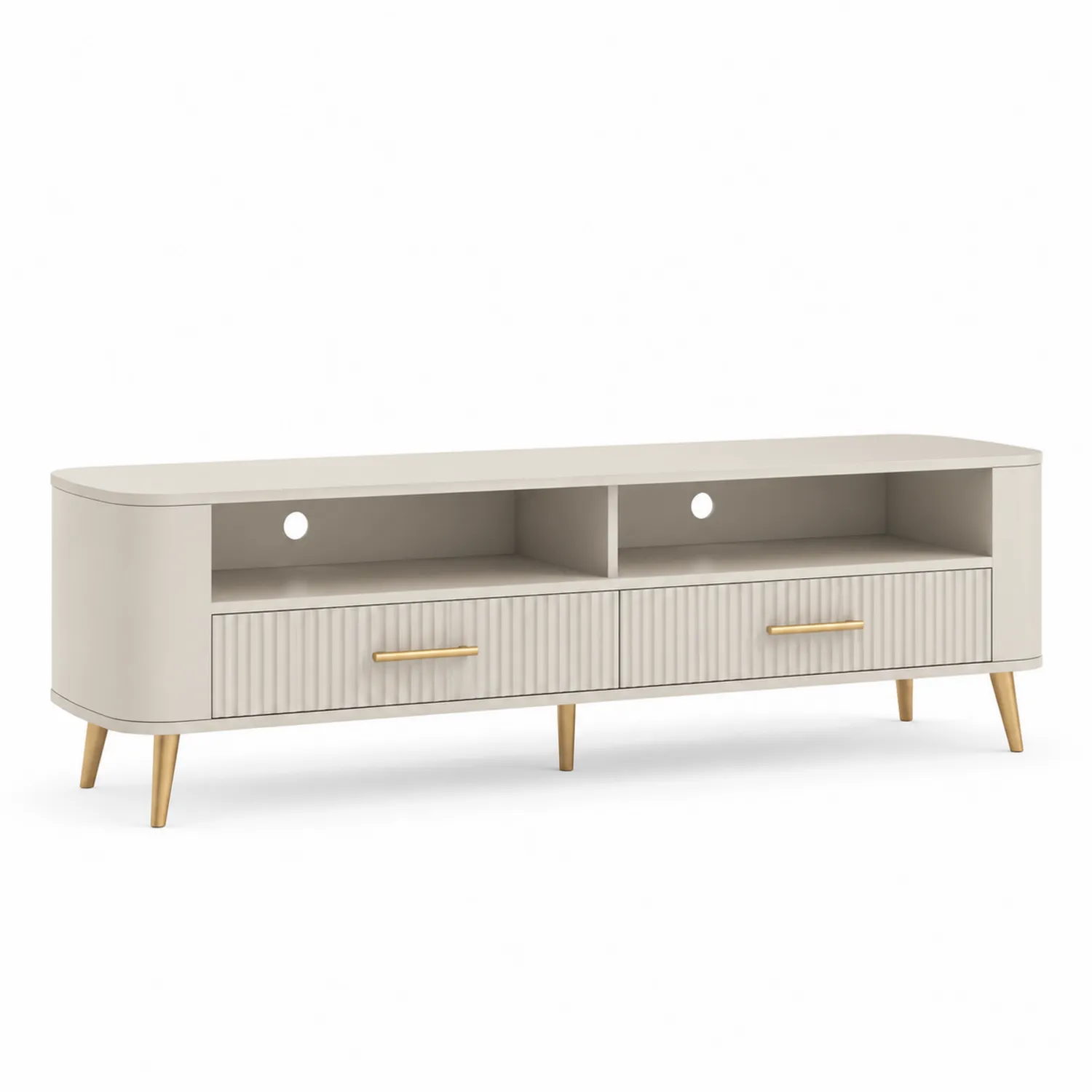 TV-Schrank Holzwerkstoff mit Metallbeinen Weiß/Gold 180x40x50 cm