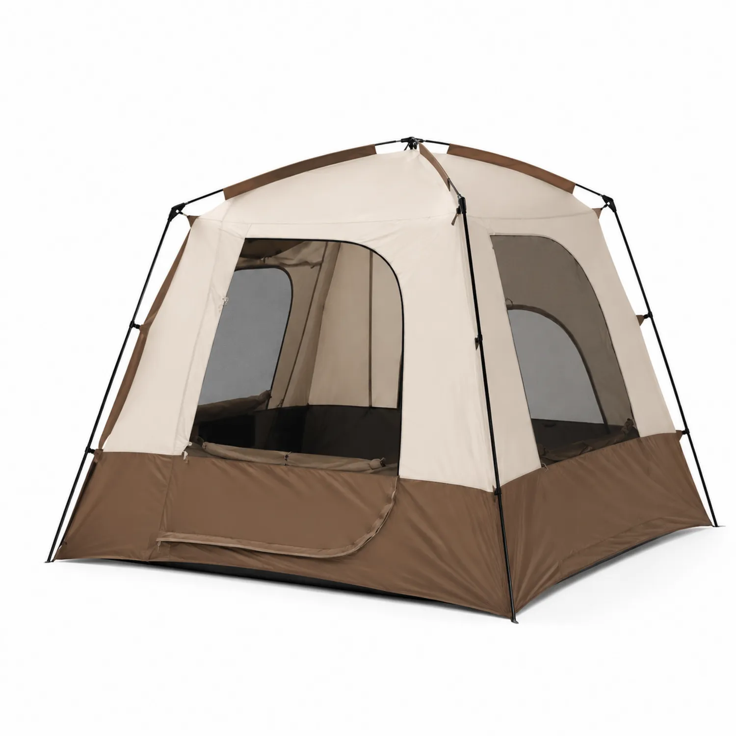 Polyester Campingzelt für 4 Personen Braun/Beige