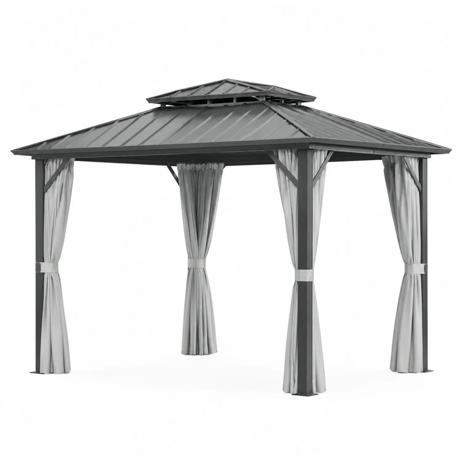 Aluminium Pavillon 3x3m mit Polyester-Vorhängen Anthrazit