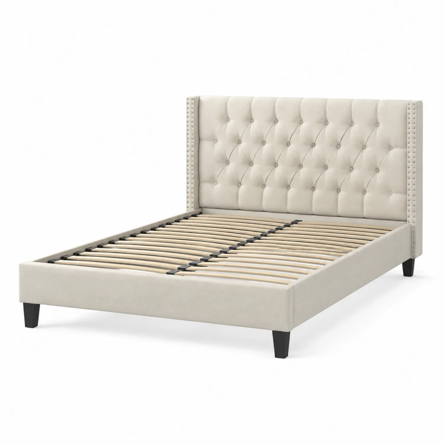 Polsterbett mit Metallrahmen und Holzlatten 200x160 cm Beige