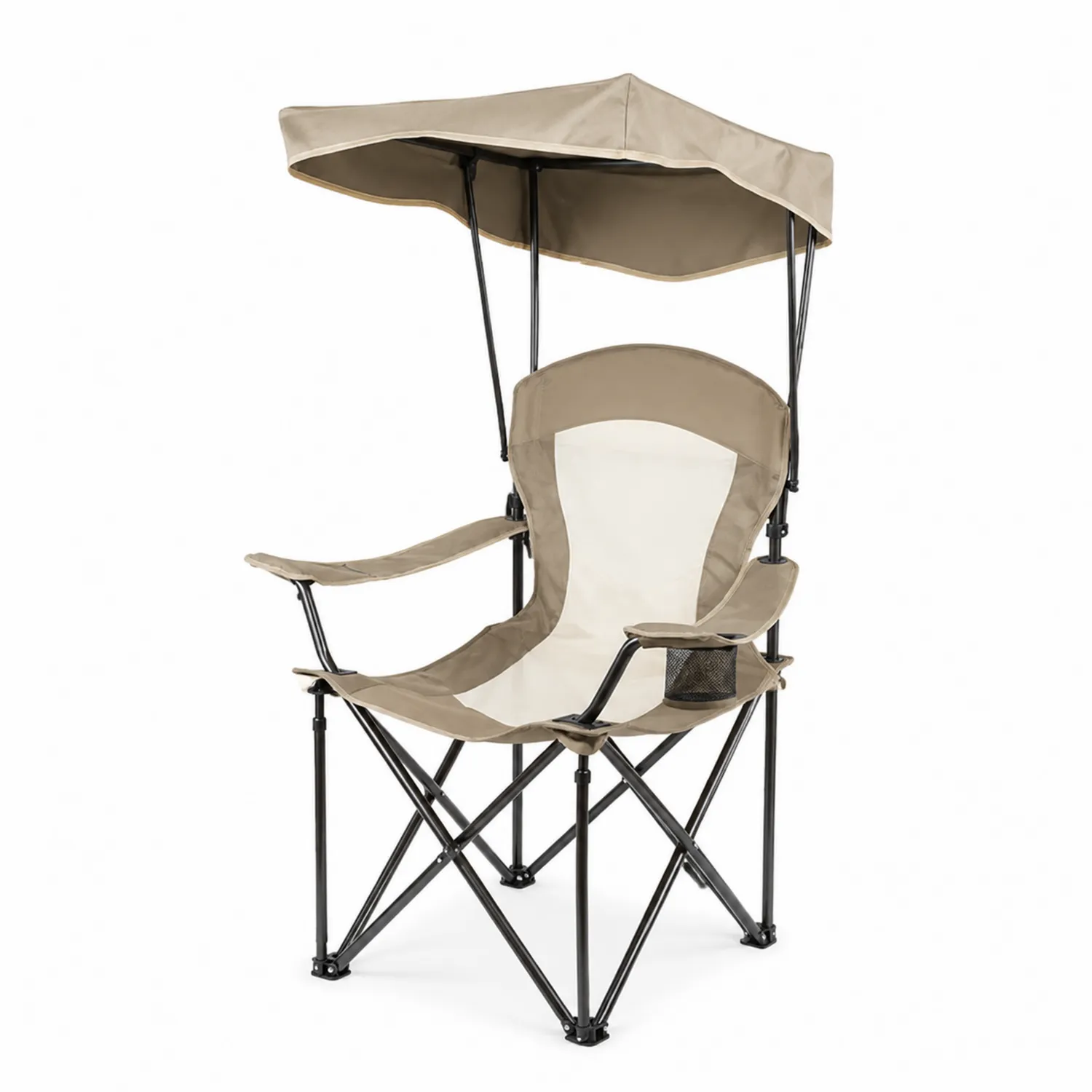 Klappstuhl mit Stahlrahmen und Polyesterbezug Beige/Creme