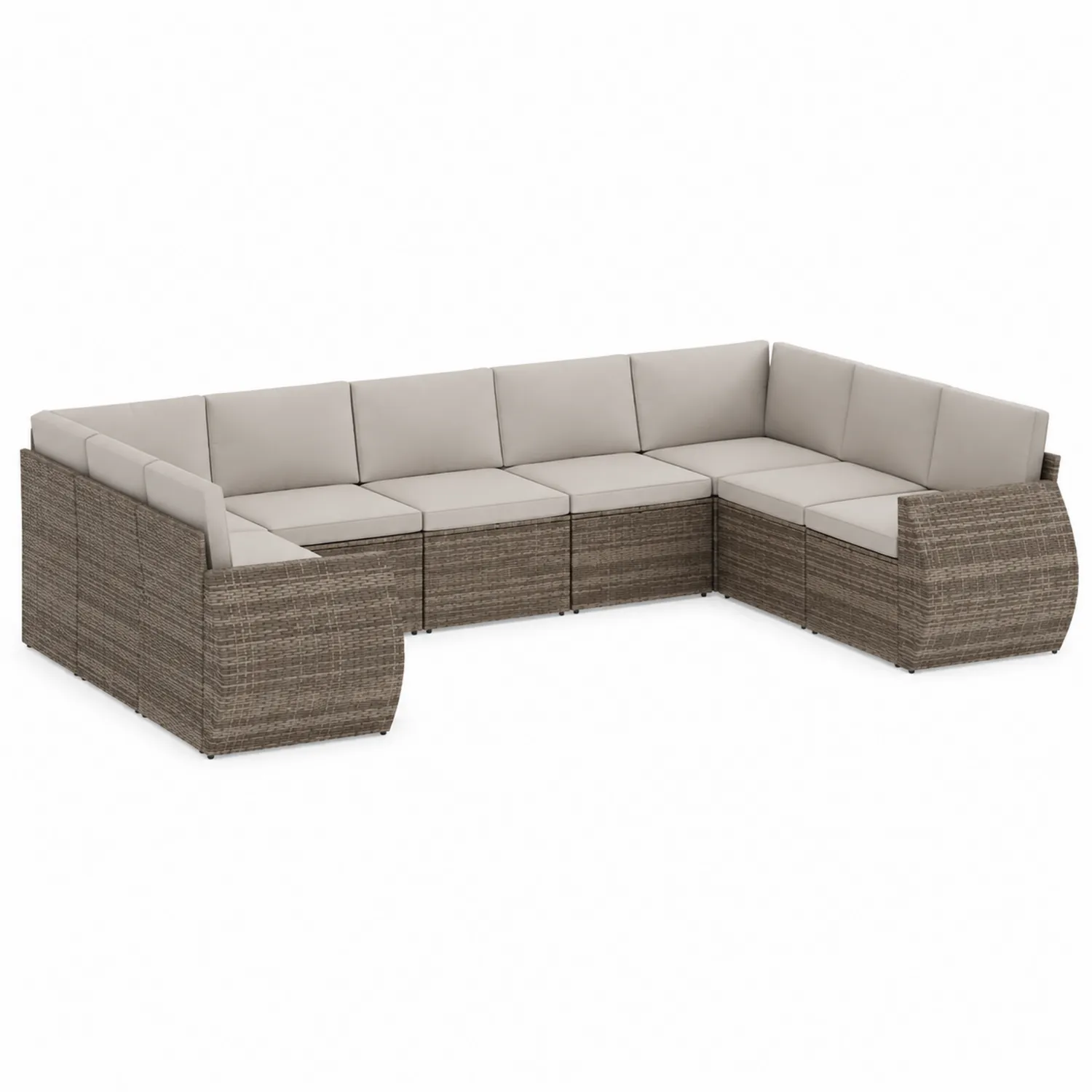 Modulares Rattan-Ecksofa Set, Beige, 7-teilig