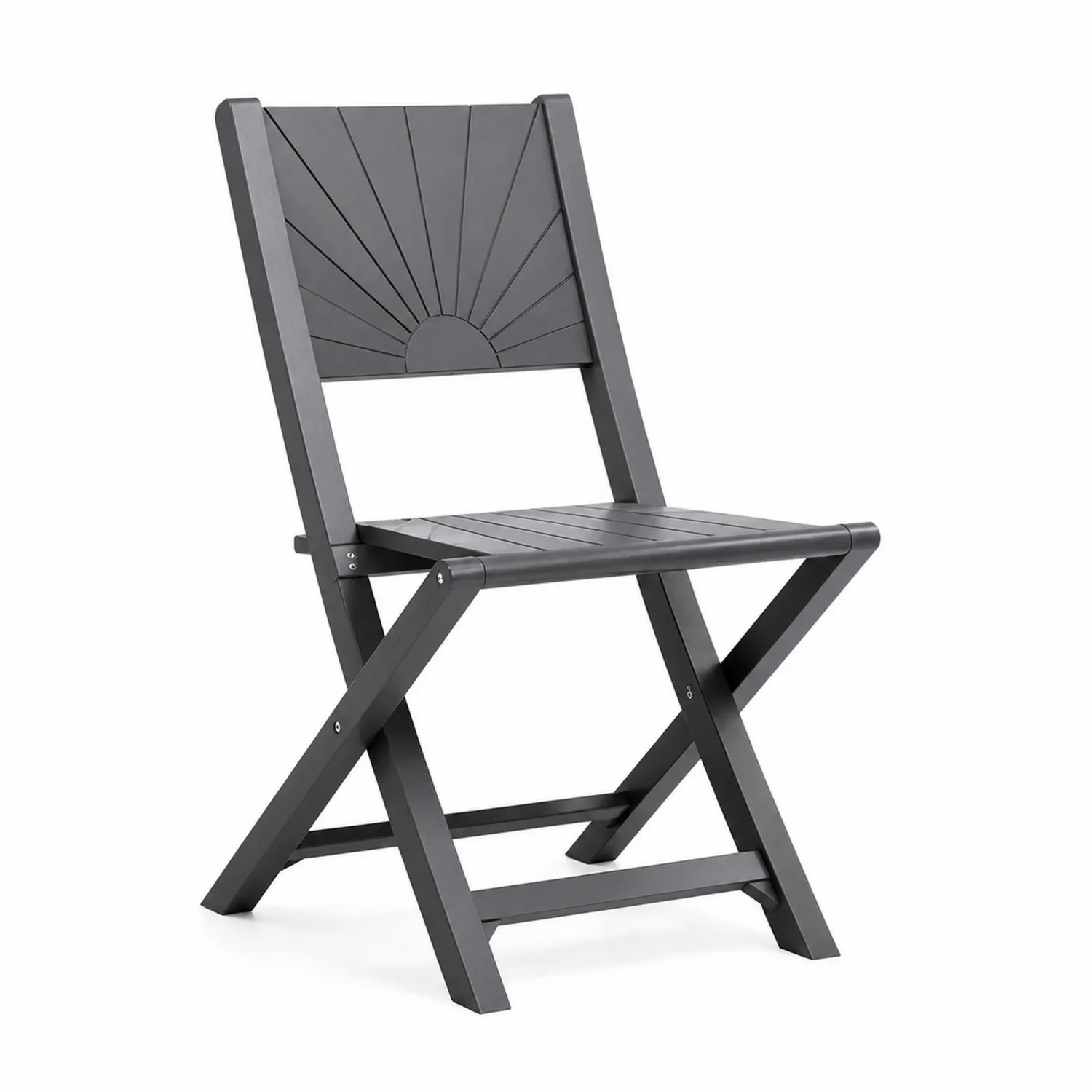 Stahl Klappstuhl mit Sonnenmuster, 80cm, Dunkelgrau