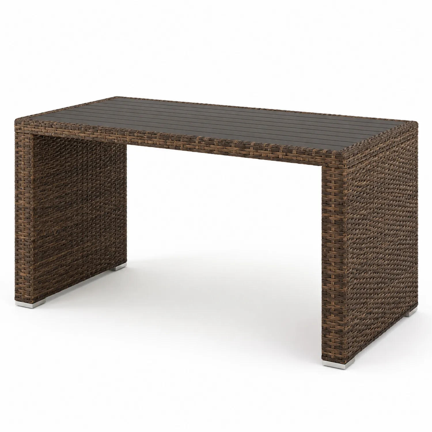 Garten-Esstisch rechteckig 185x90cm Polyrattan Aluminium Braun