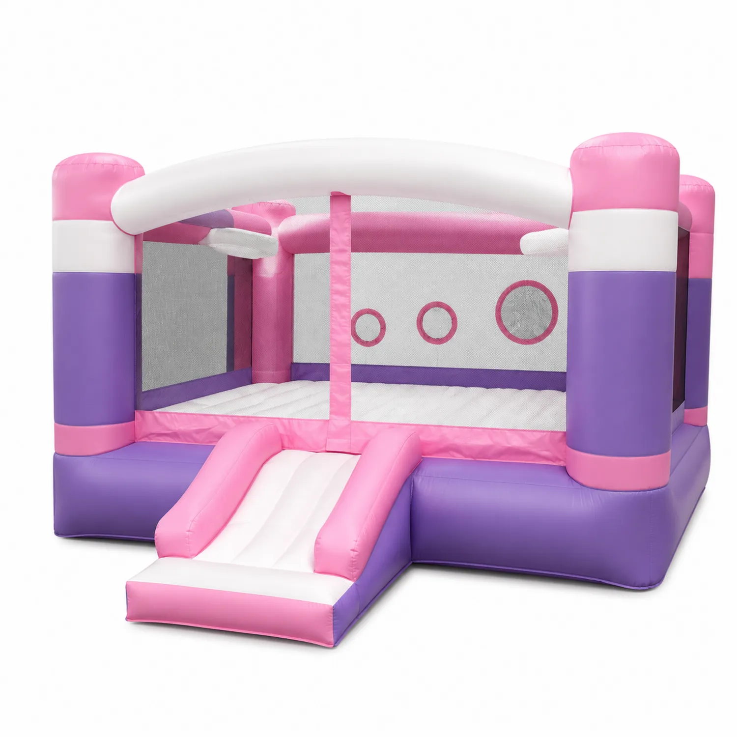 Hüpfburg mit Rutsche Rechteck 400x300x250 cm PVC Rosa/Lila/Weiß