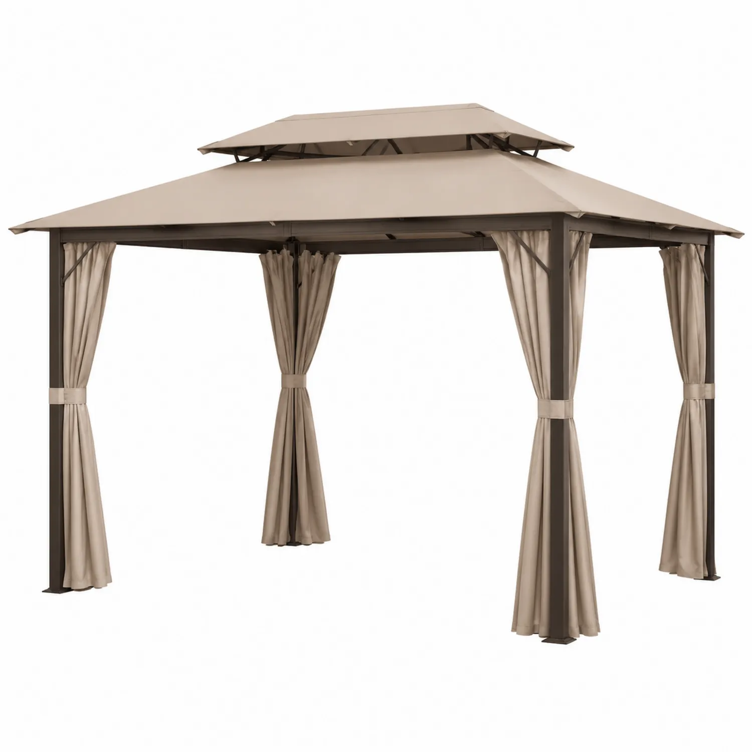 Gartenpavillon 3x3 m Stahl Polyester Oxford Beige