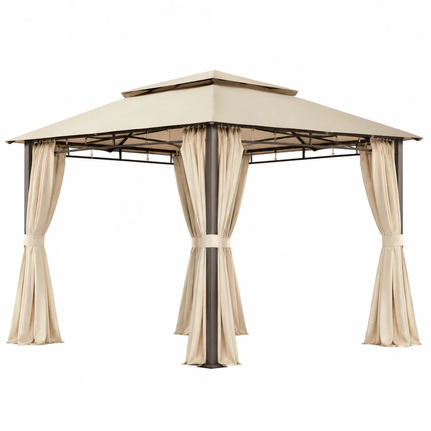 Pavillon 3x4m Stahl Polyester Beige Outdoor