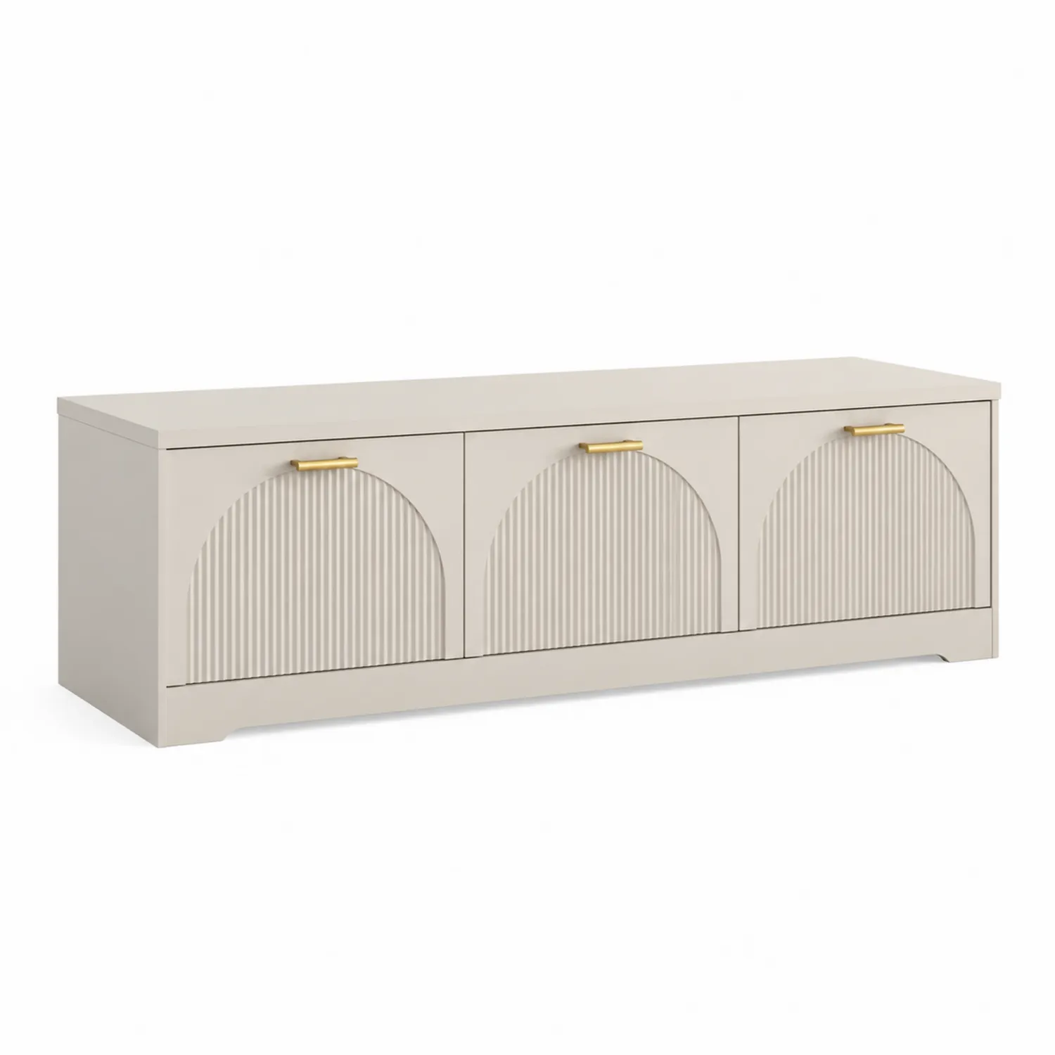 MDF Aufbewahrungskommode mit Metallgriffen Beige 150x45x40 cm