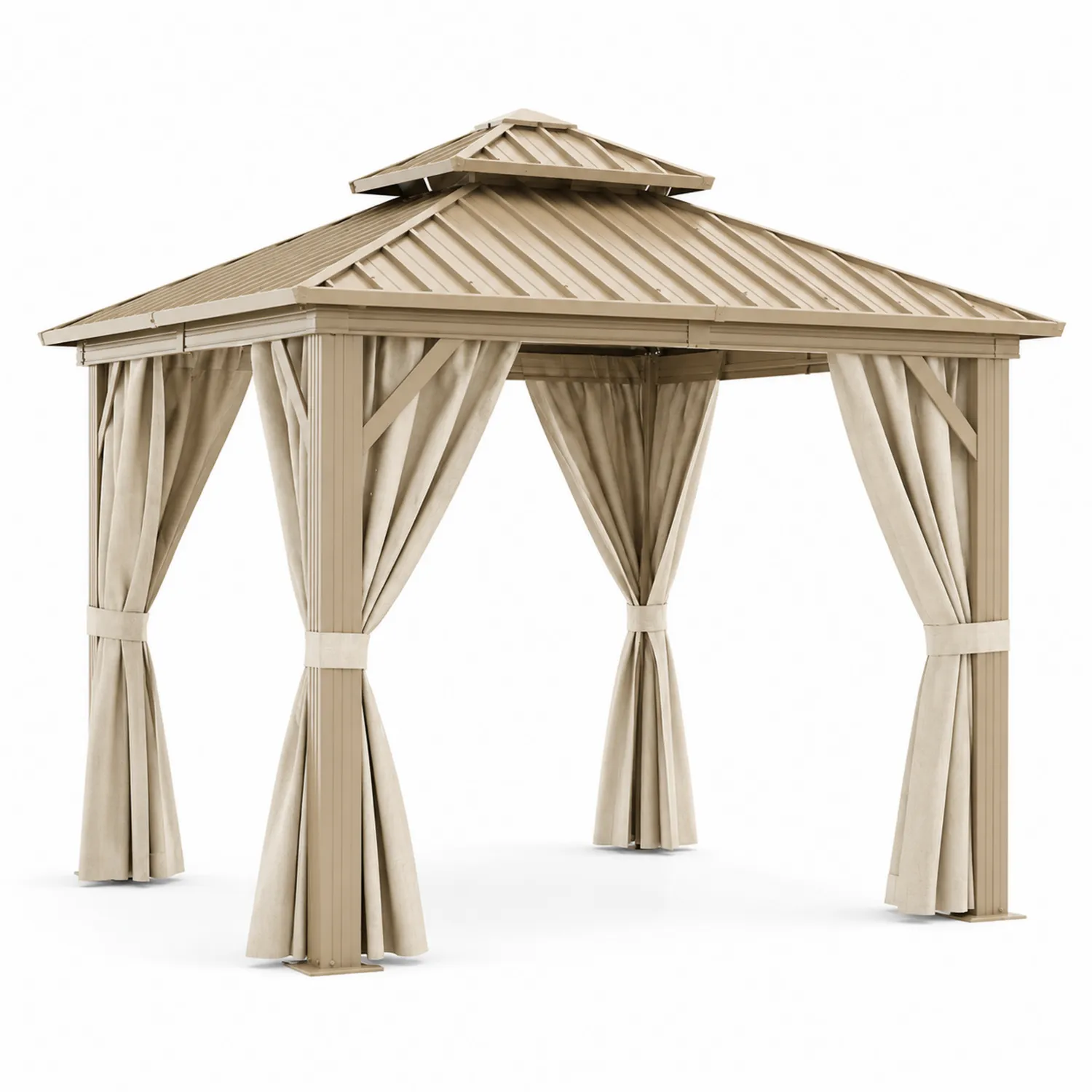 Aluminium Pavillon mit Polyester Vorhängen 300x400 cm Beige