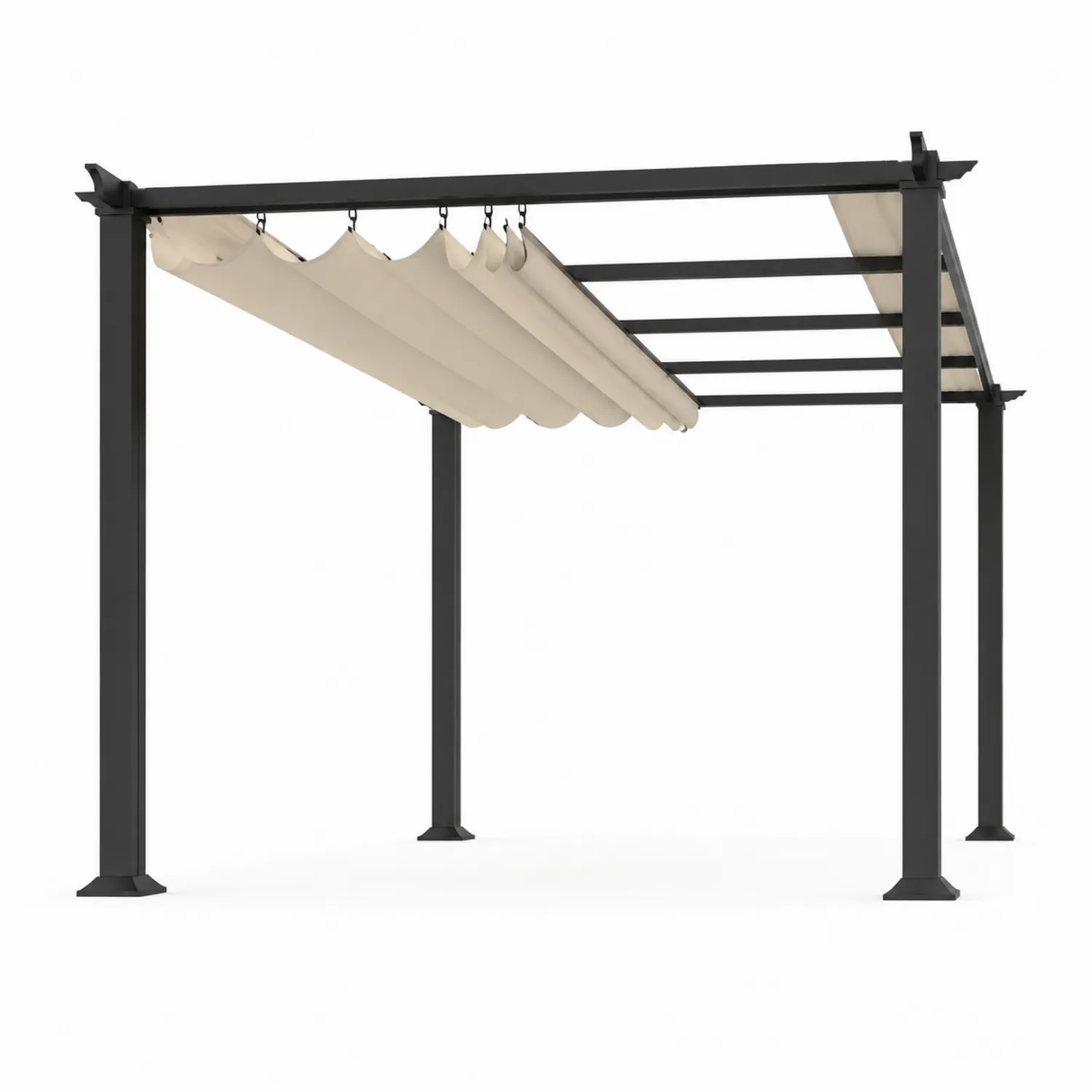 Aluminium Pergola mit Polyester Dach Grau/Beige