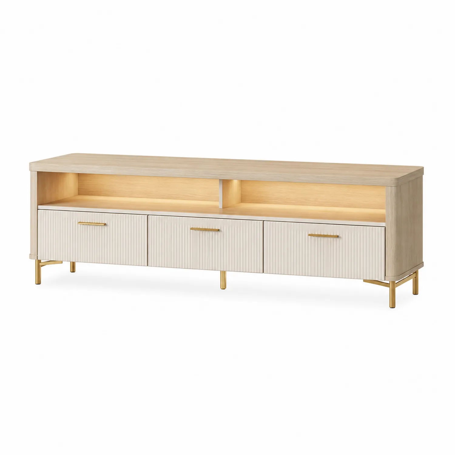 TV-Lowboard Rechteckig 180x45x50 cm Holz Gold Hellbraun
