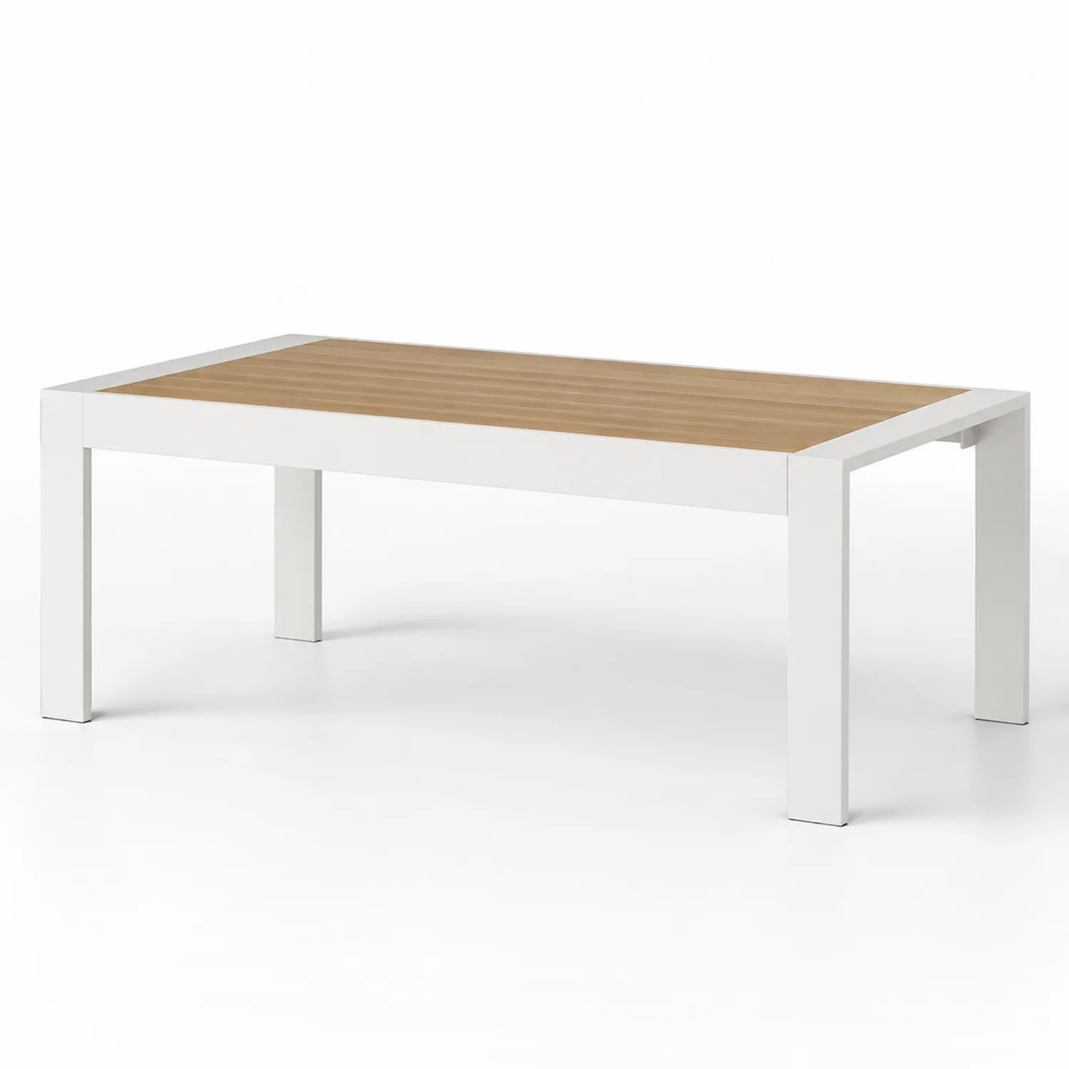 Rechteckiger Gartentisch 150x90 cm Aluminium Polywood Weiß