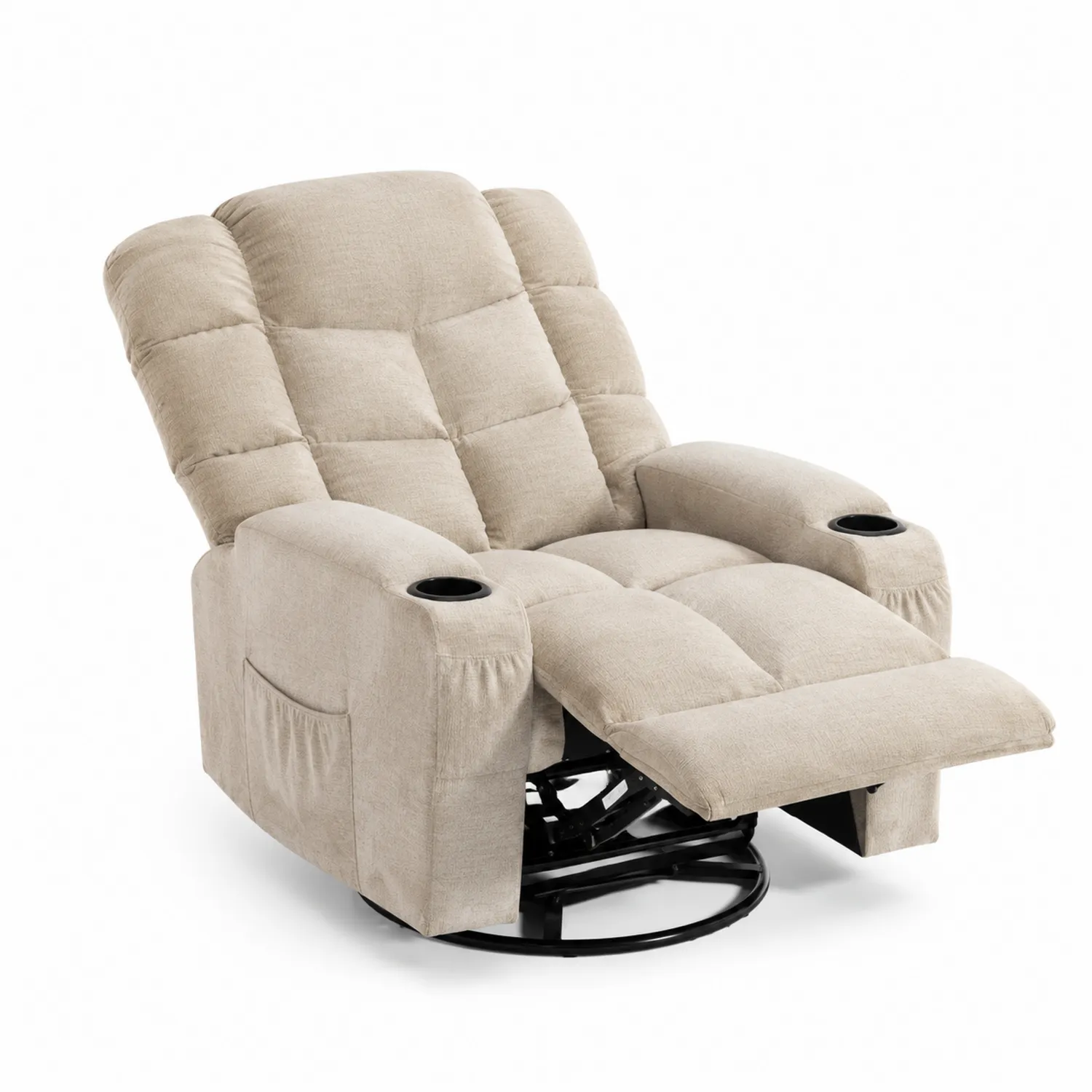 Polstersessel mit Getränkehalter Beige 90x85x110 cm