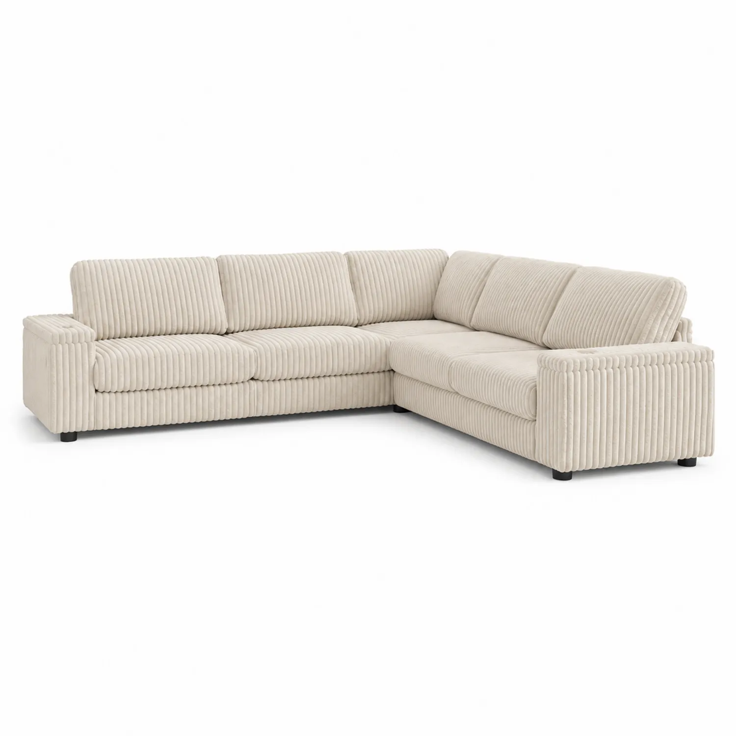 Ecksofa mit L-Form aus Cord Beige 300x300x80cm