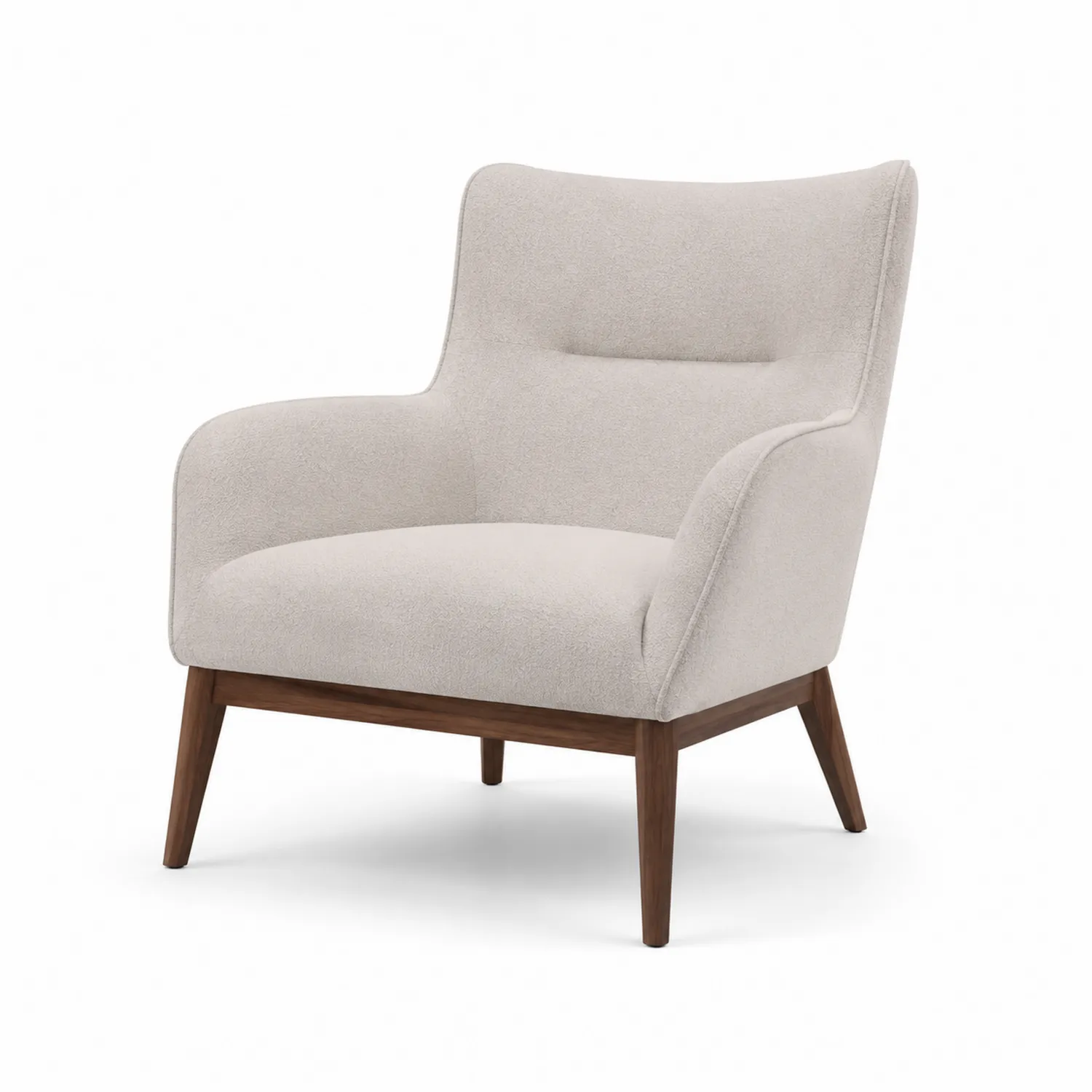 Sessel mit Massivholzgestell und Polyesterbezug Beige