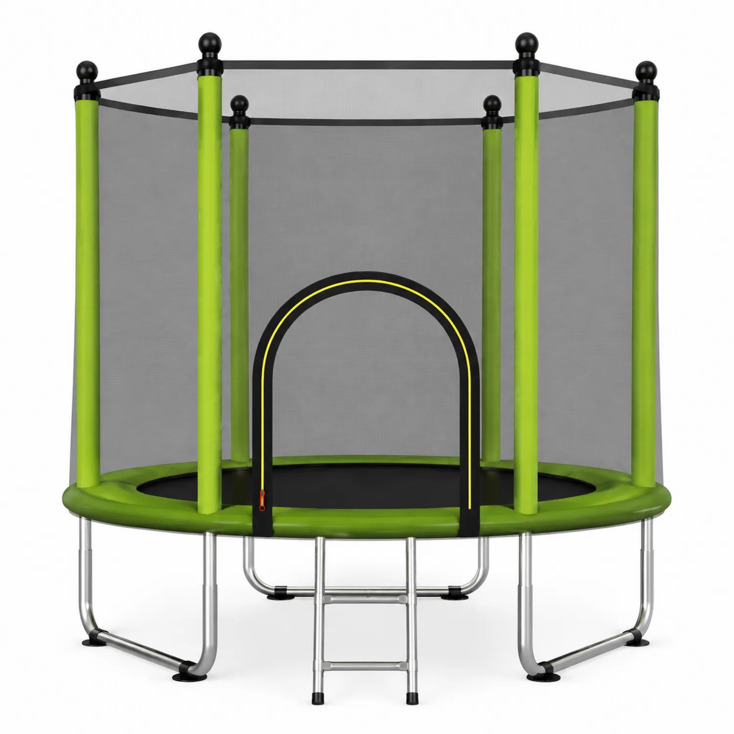 Rundes Trampolin 244 cm mit Stahlrahmen und Sicherheitsnetz Grün