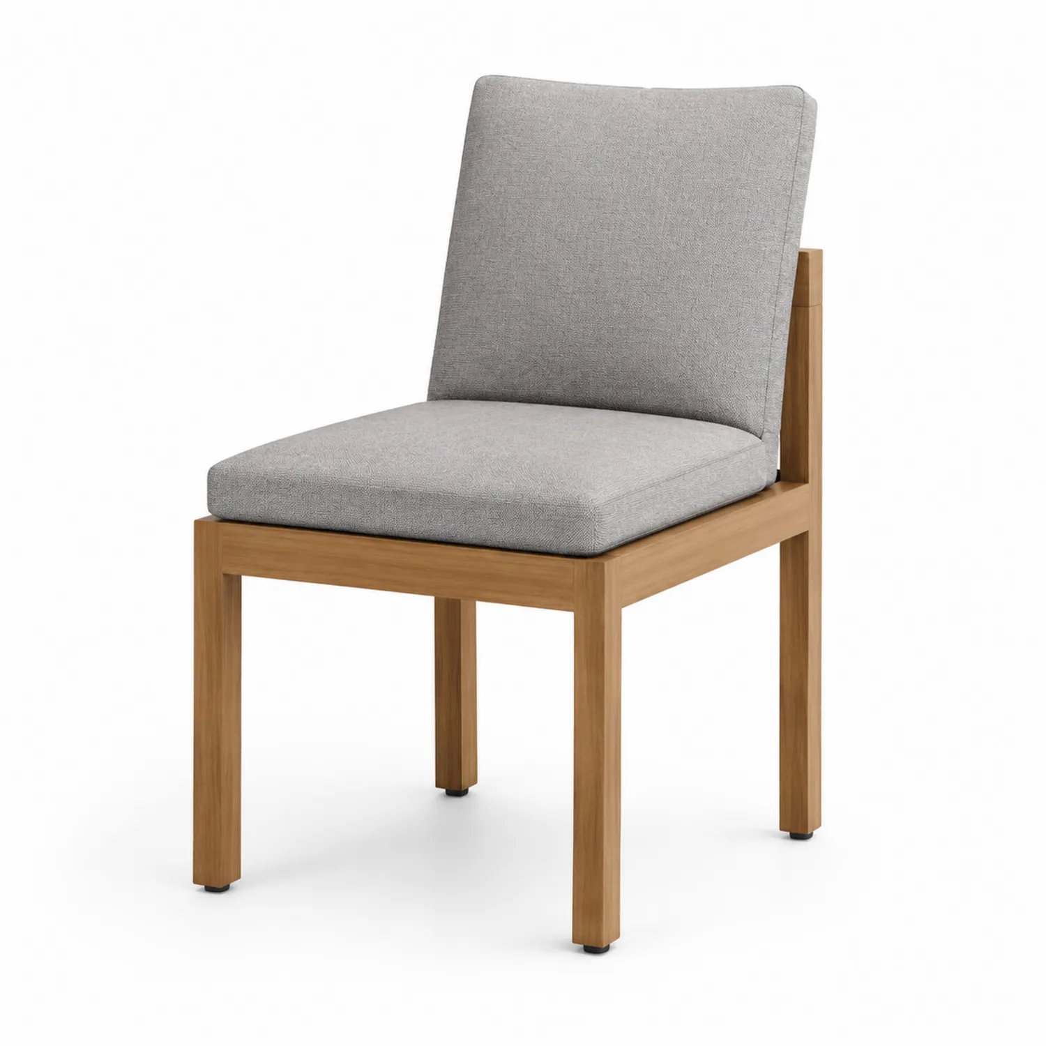 Silla de madera de teca con cojín gris para exterior