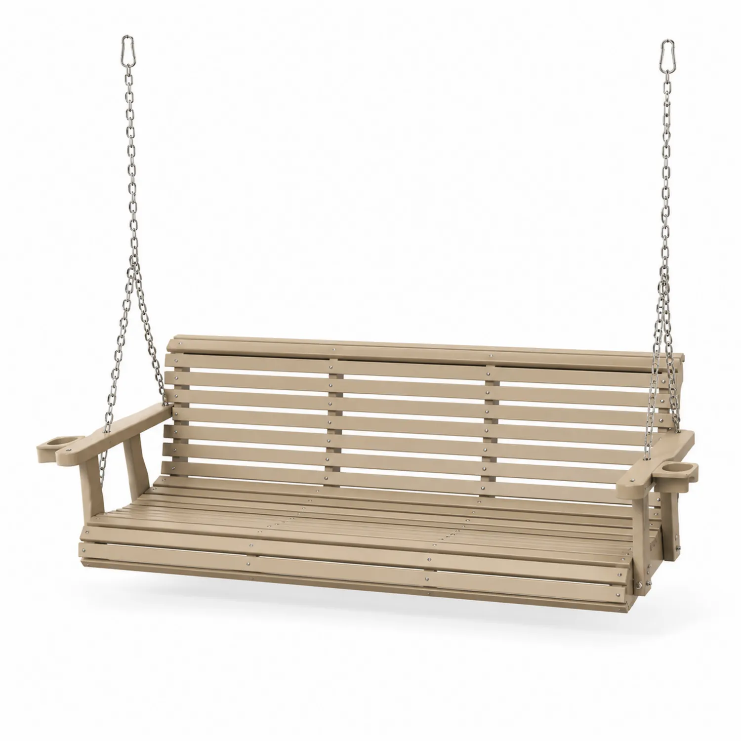 Columpio de Exterior de Plástico Beige con Cadenas de Acero