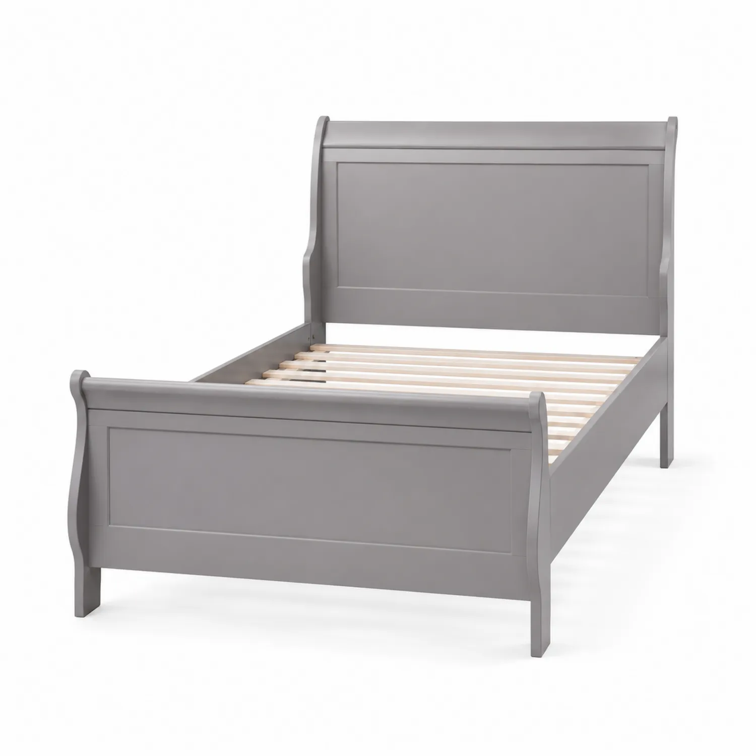Cama individual de MDF y pino gris 200x90 cm