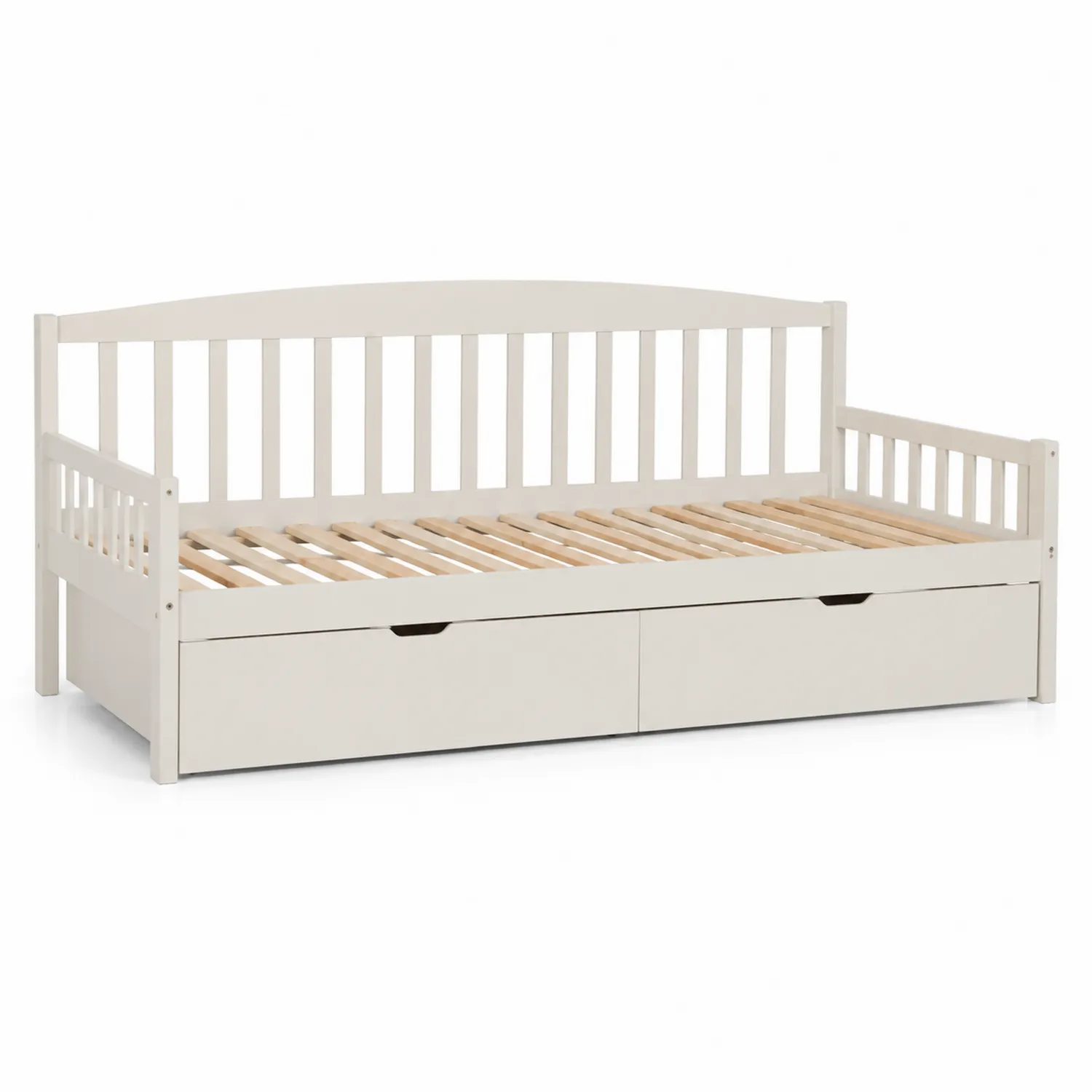 Diván cama individual de madera con cajones Blancos