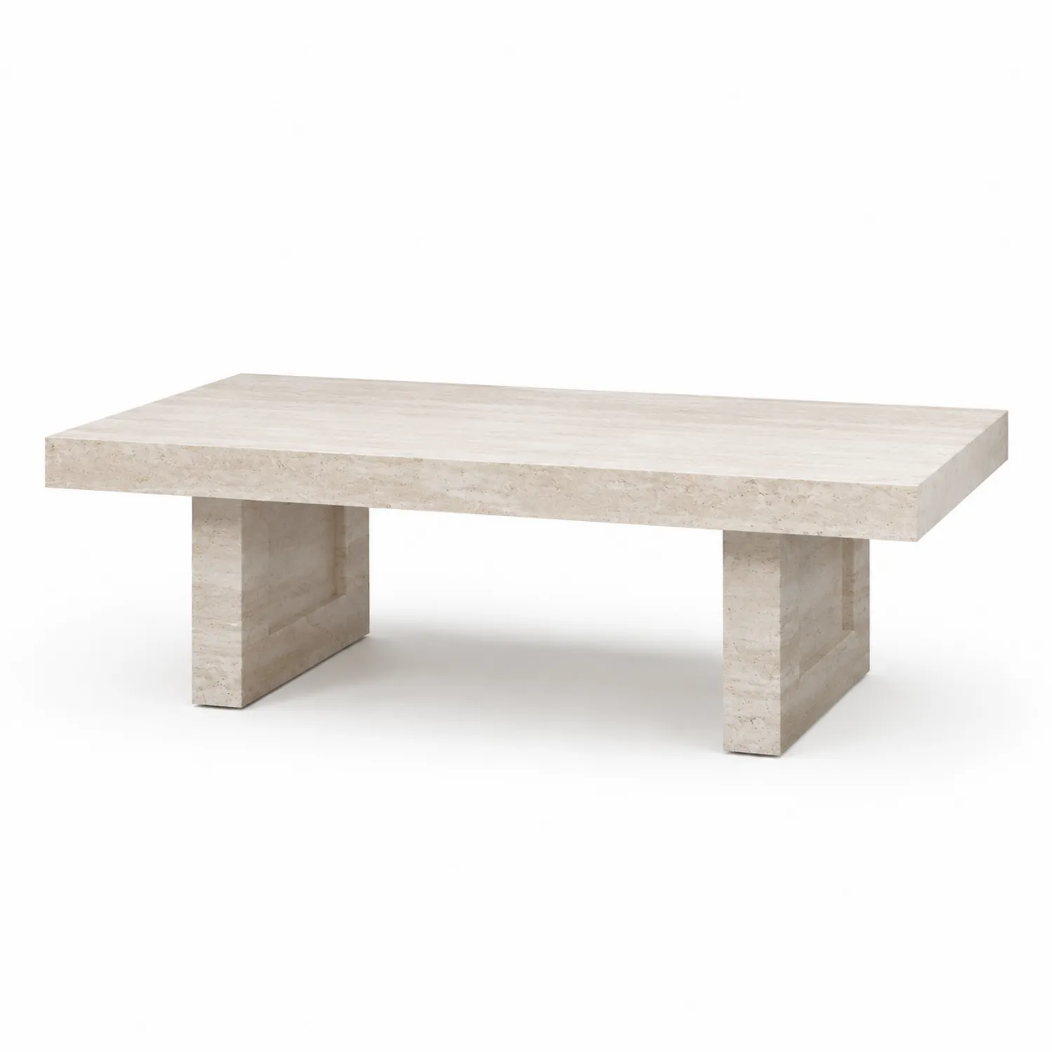 Mesa de centro de mármol travertino beige 120x60x40 cm