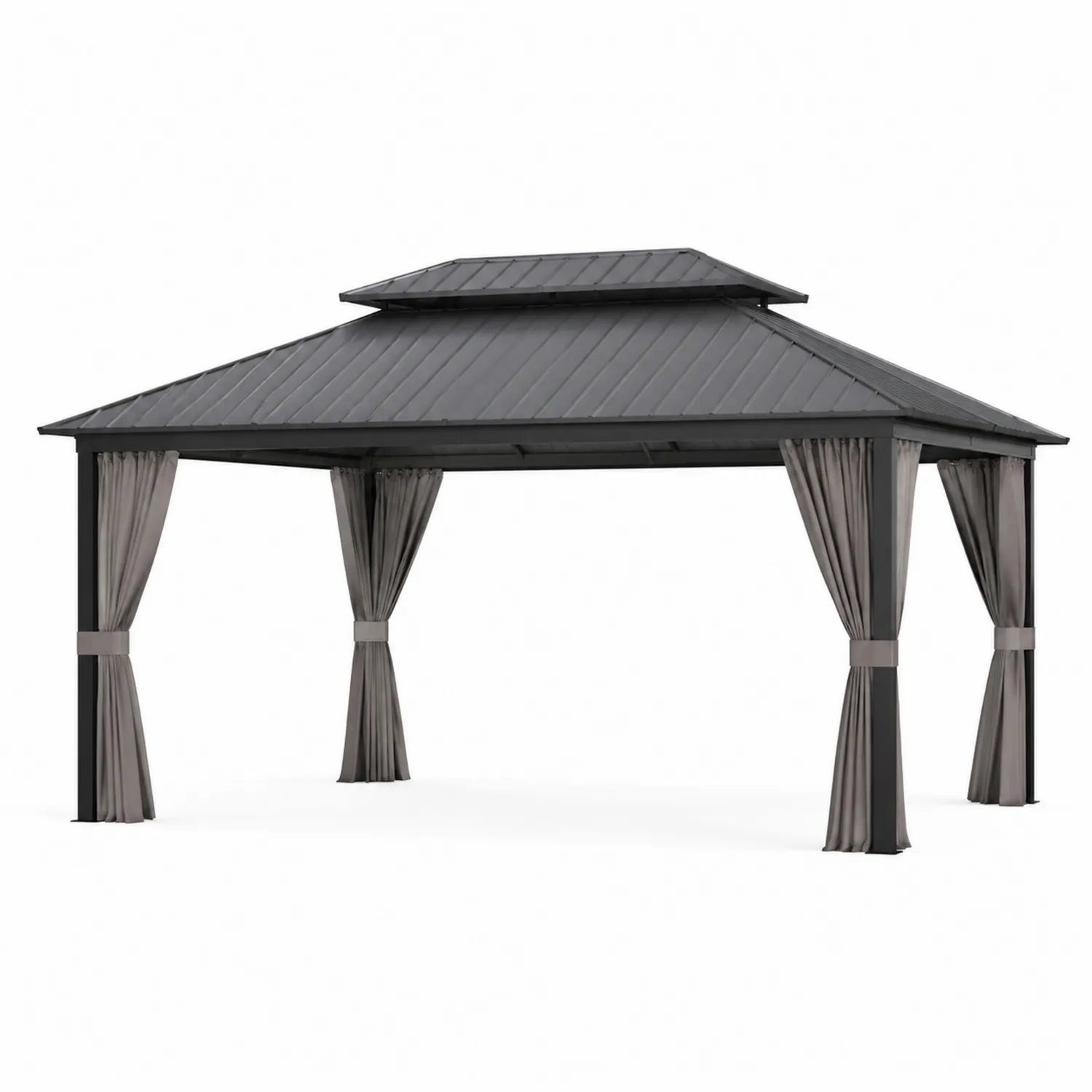 Pabellón de Jardín Rectangular 300x400 cm Aluminio y Policarbonato Gris