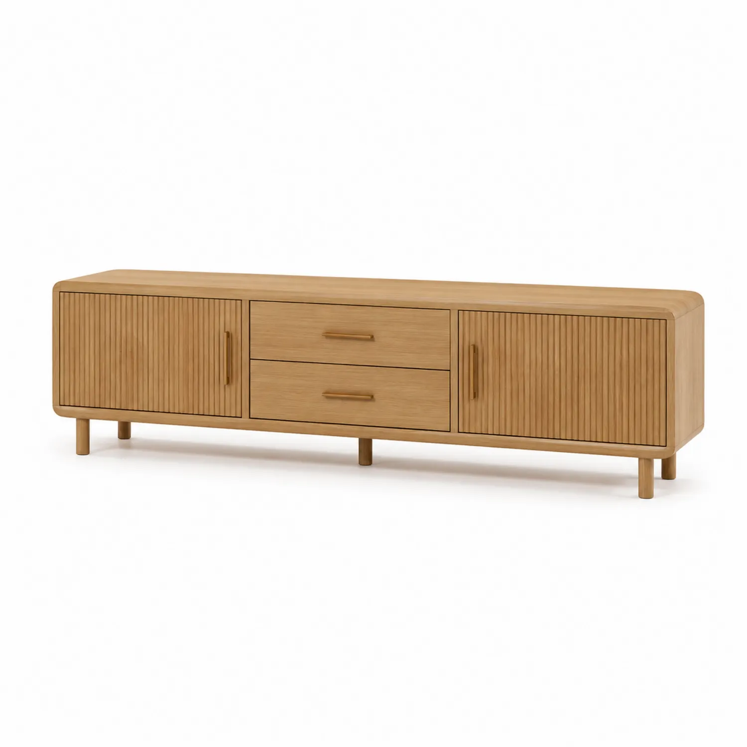 Mueble para TV de madera de roble con puertas y cajones 200x40x50 cm
