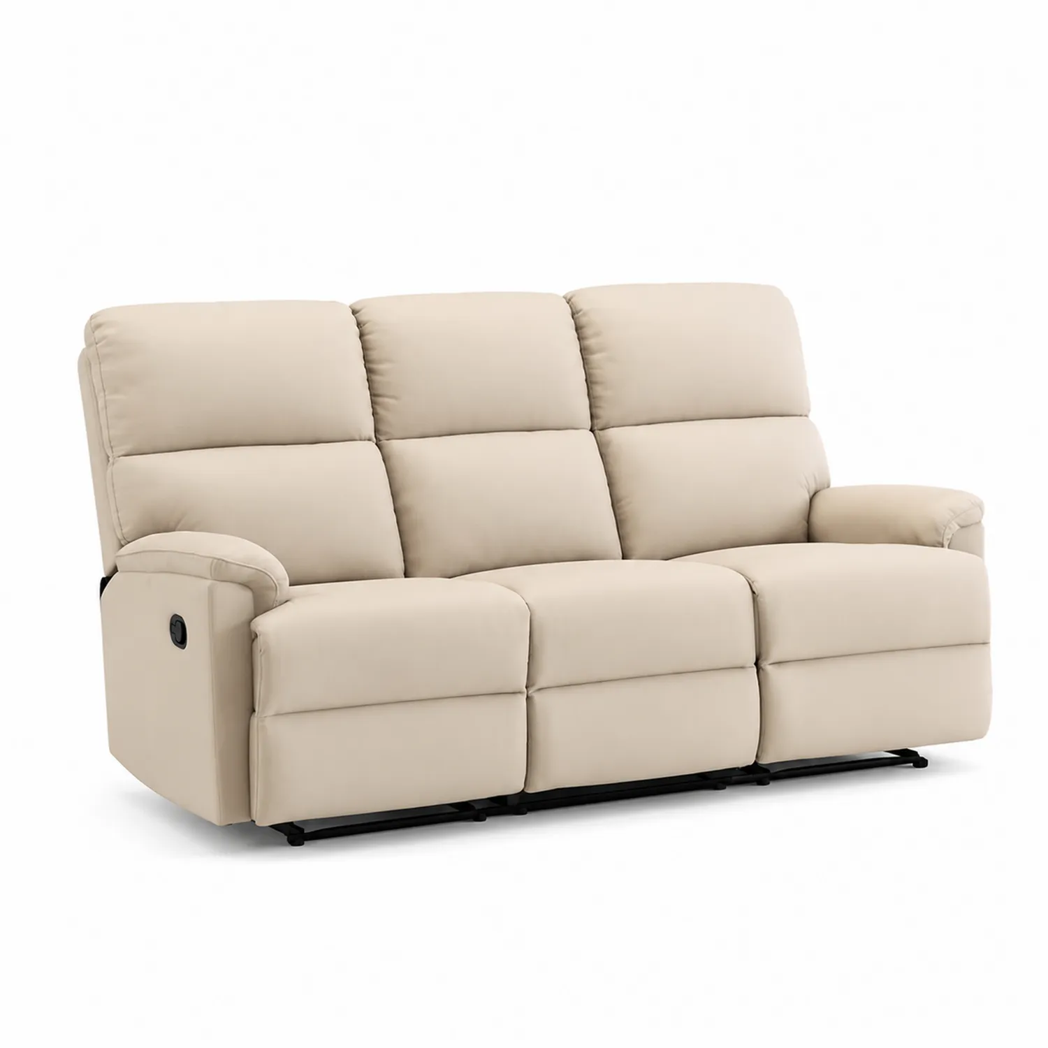 Sofá reclinable de 3 plazas de cuero sintético Beige
