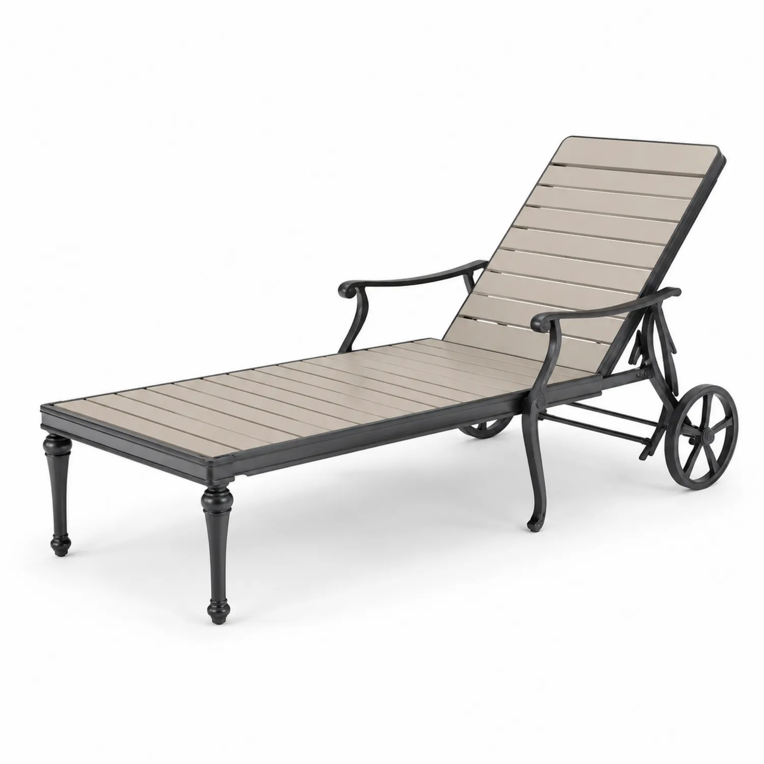 Tumbona de Metal Ajustable para Exterior Antracita/Beige