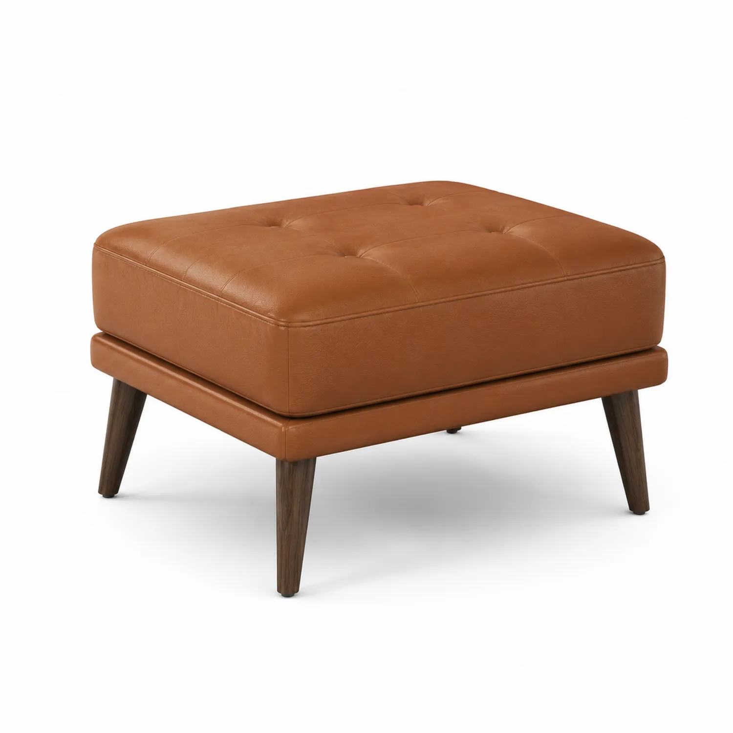 Puf rectangular de cuero sintético marrón