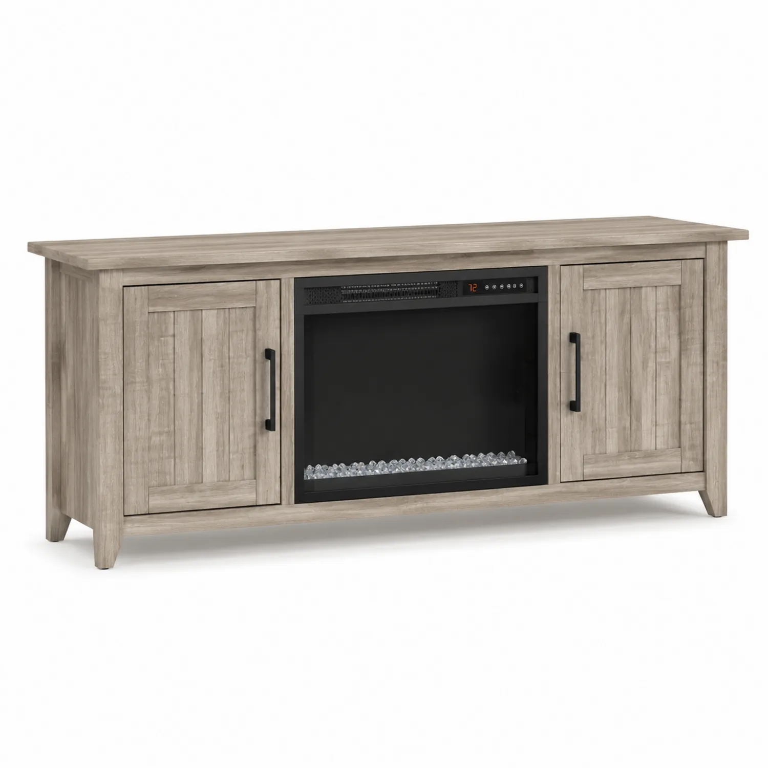 Mueble de TV de Madera con Chimenea Eléctrica y Puertas