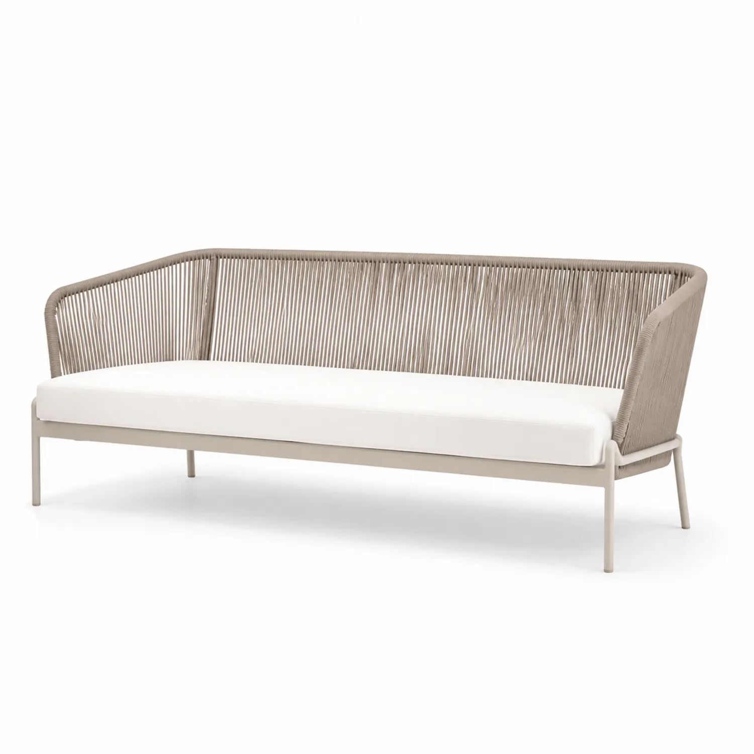 Sofá de exterior con respaldo de cuerda 220 cm Beige