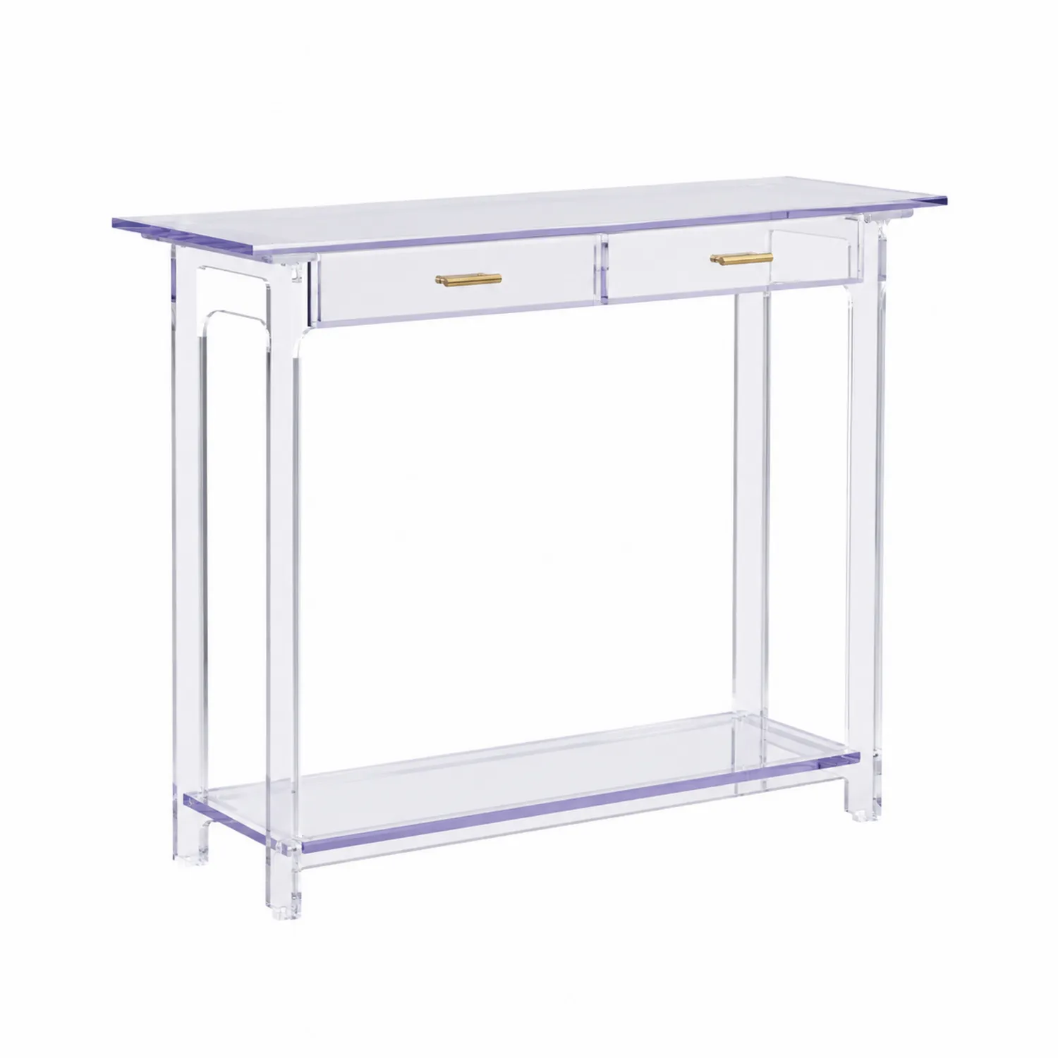 Mesa Consola de Acrílico Transparente con Dos Cajones
