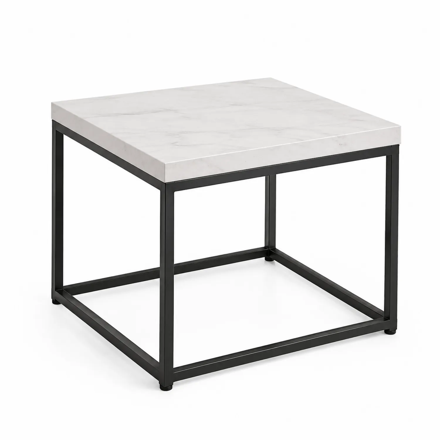 Mesa de centro cuadrada de mármol y metal 50x50x45 cm