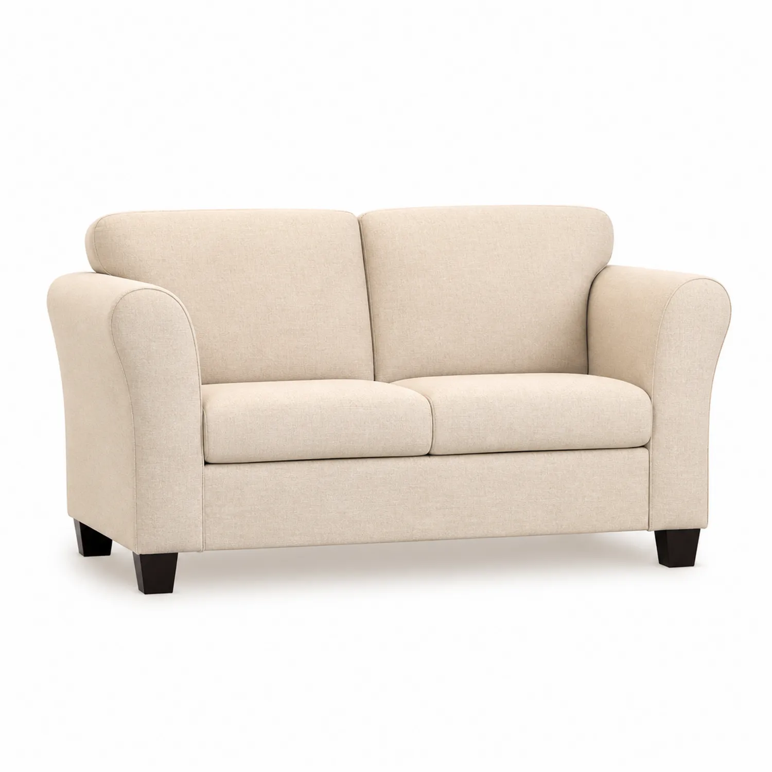 Sofá 2 plazas de tela con brazos redondeados Beige