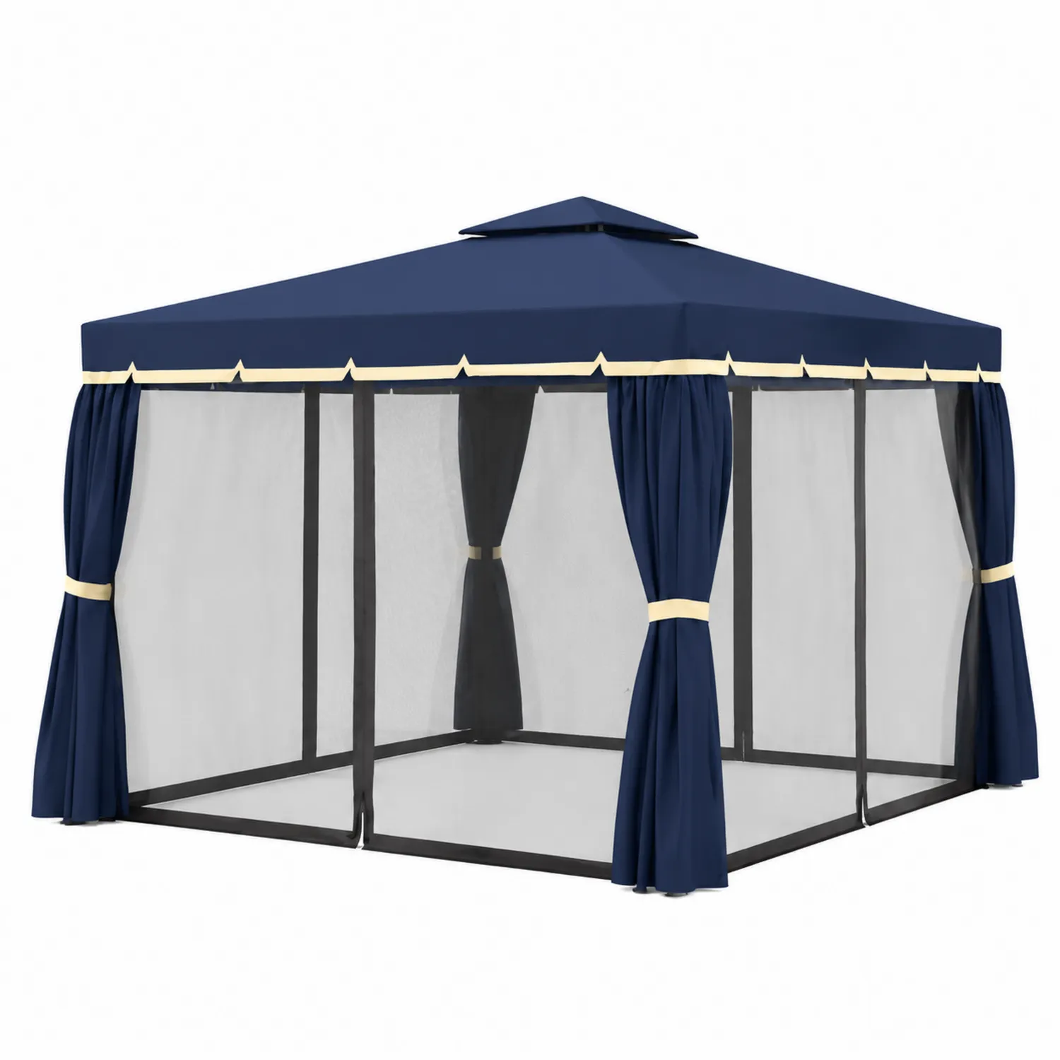 Gazebo de Poliéster Azul con Estructura de Acero Reforzado 3x3x2.6m