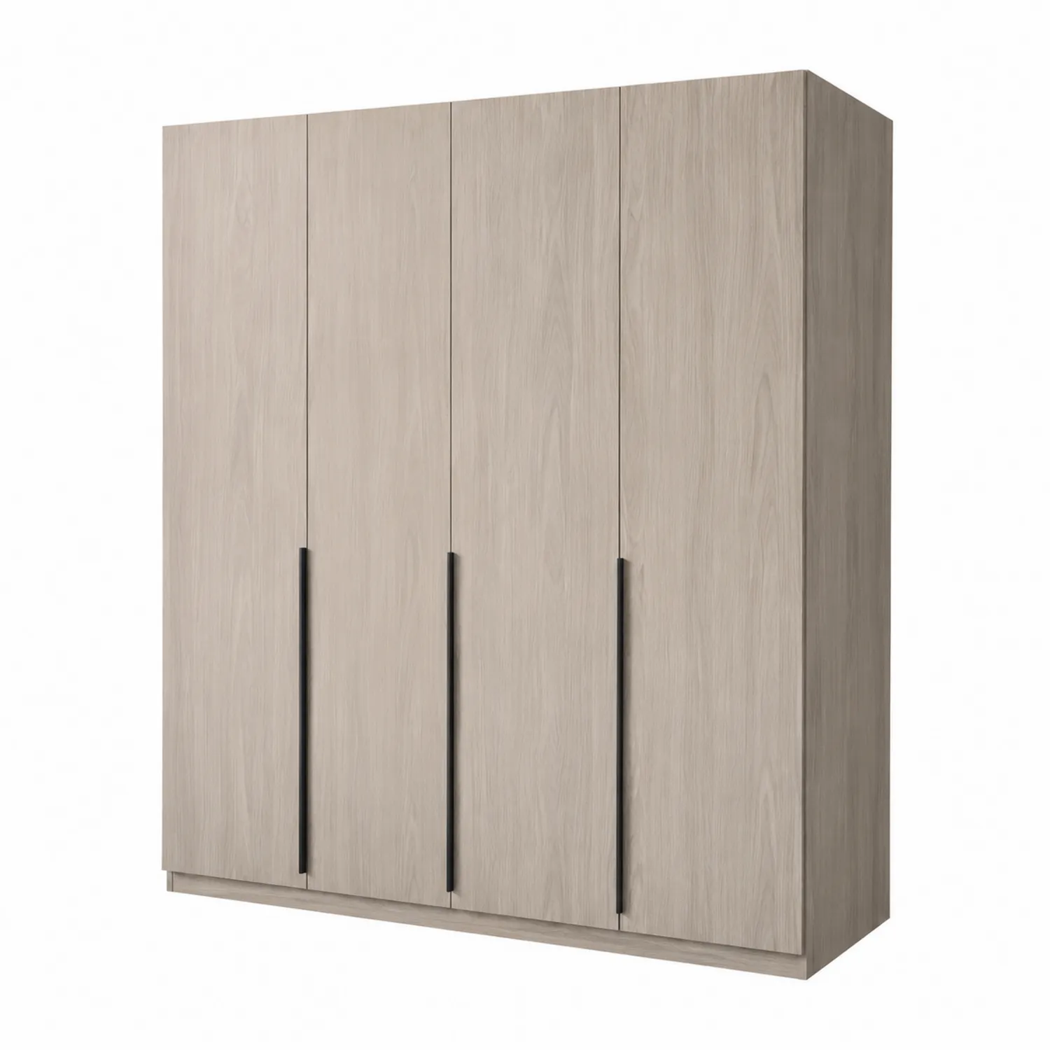 Armario de Madera de Roble con 4 Puertas y Tiradores Negros