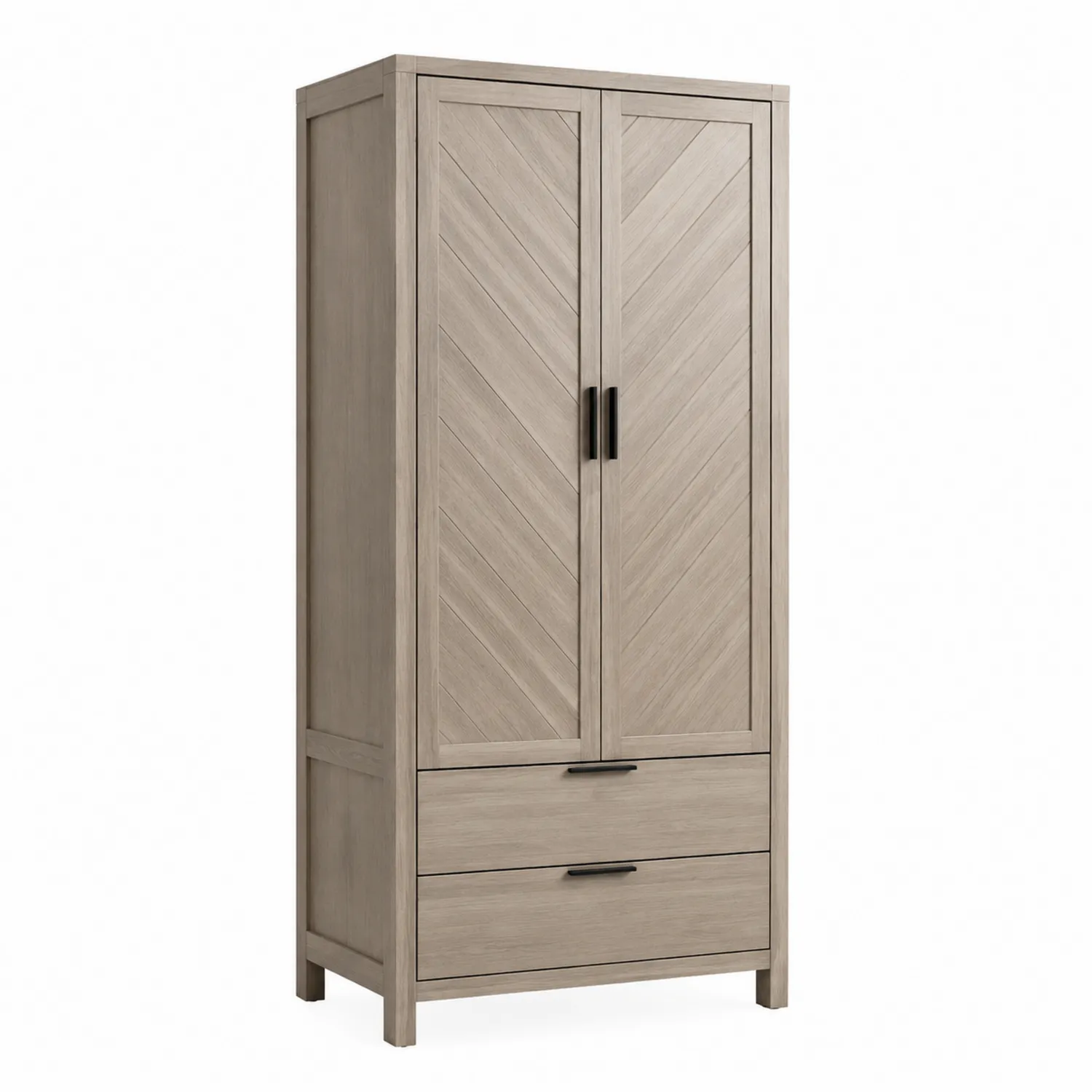 Armario de Madera con 2 Puertas y 2 Cajones Gris