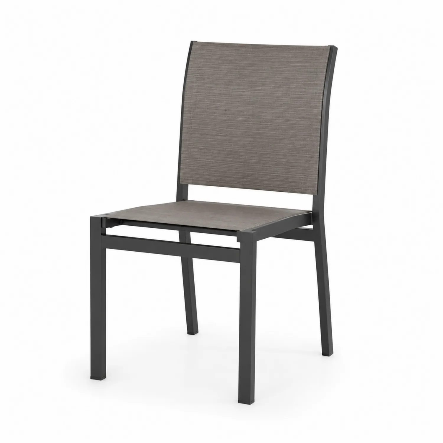 Silla de aluminio con textilene gris para exterior 85x45x55cm