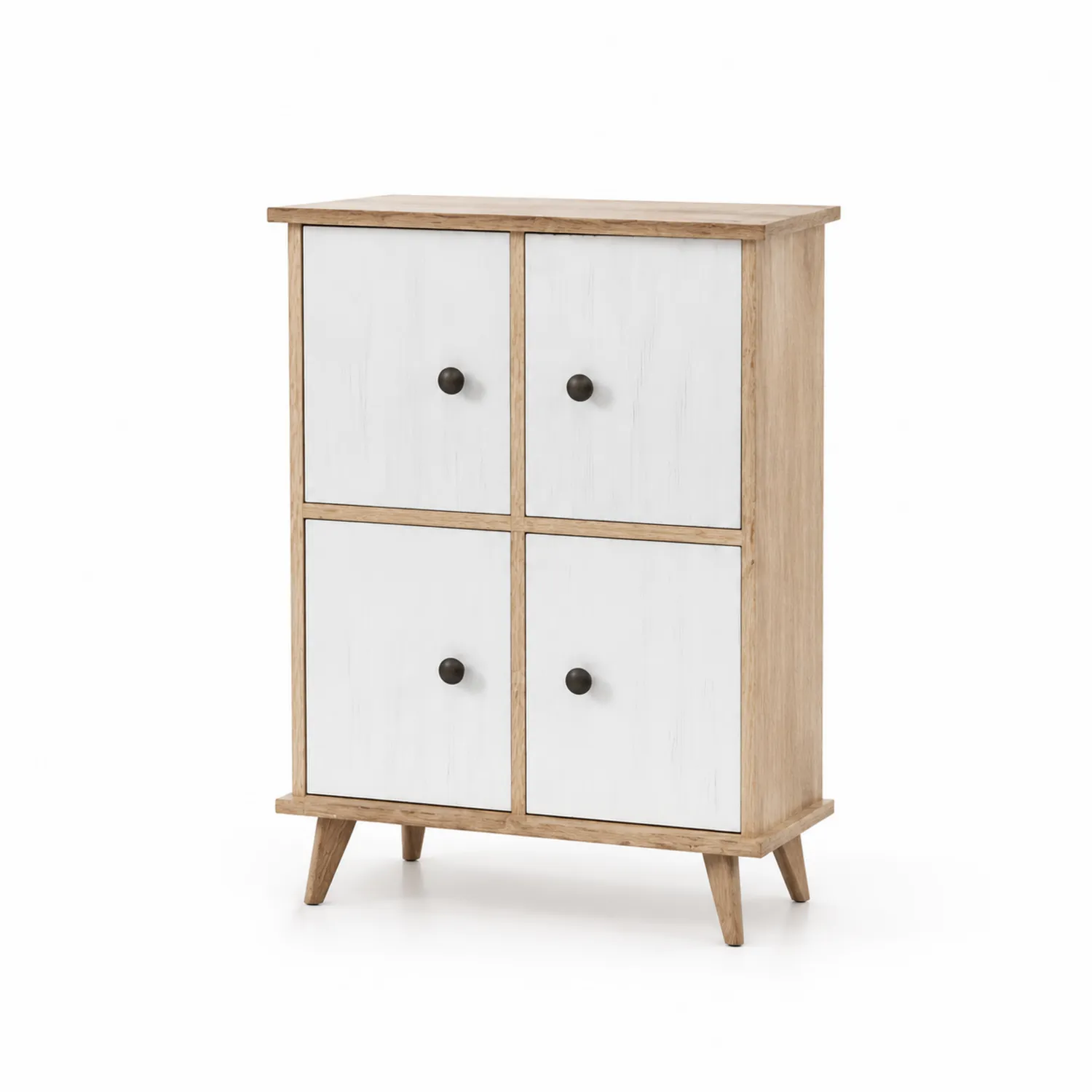Armario de Madera MDF 4 Puertas Blanco y Roble 80x35x100 cm