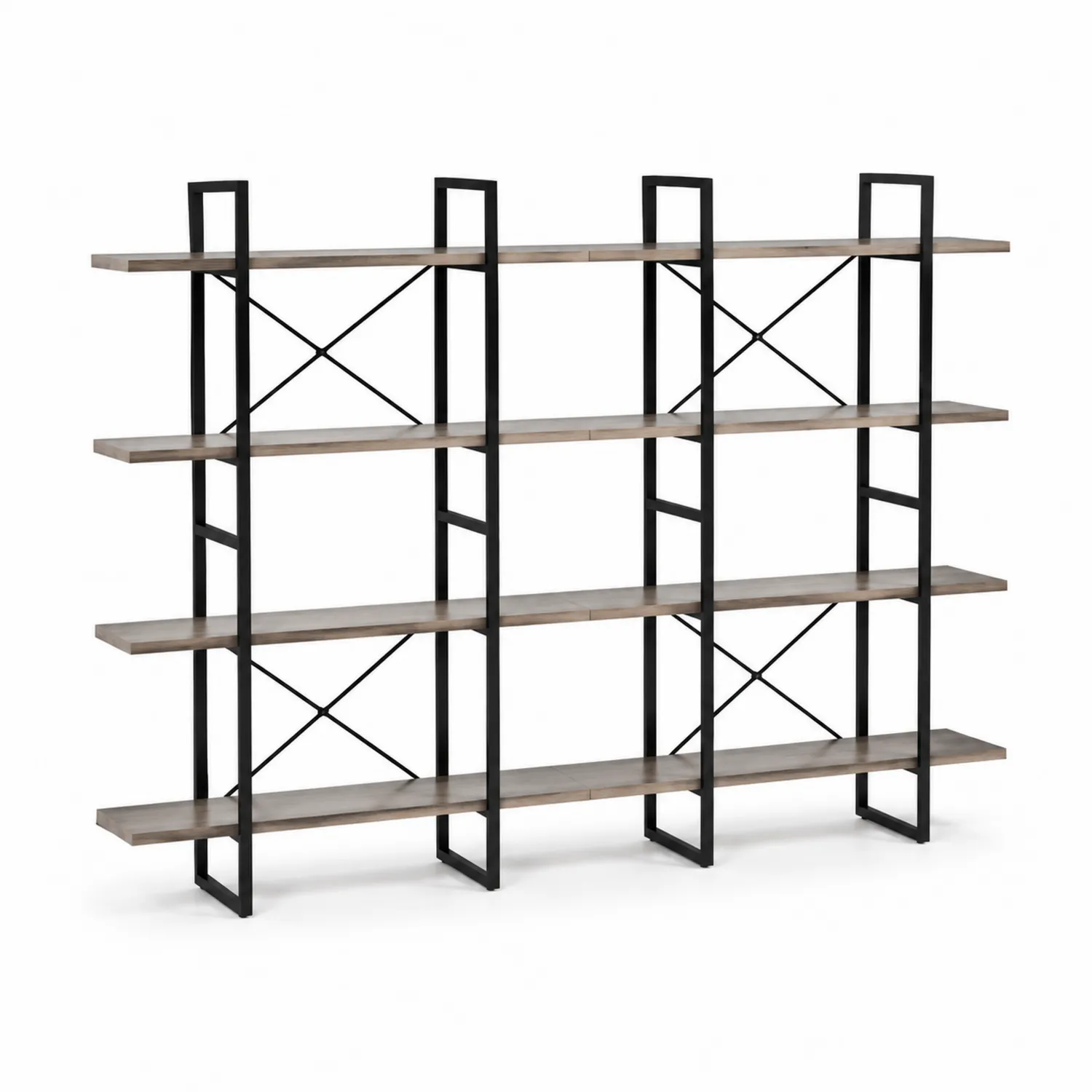 Estantería de madera y metal negro 200x30x180 cm