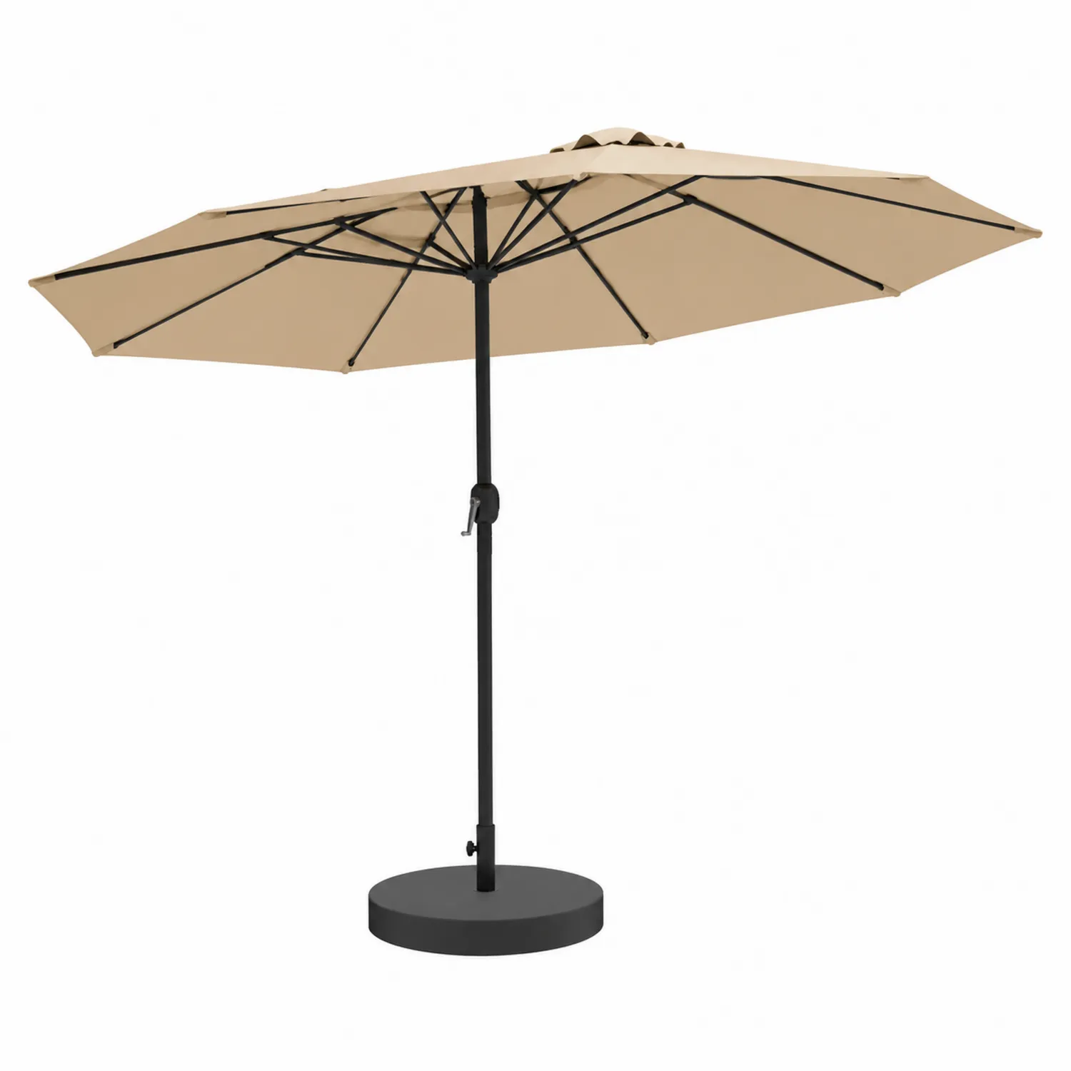 Sombrilla de Mercado 300cm Poliéster Beige con Base y Mástil de Aluminio