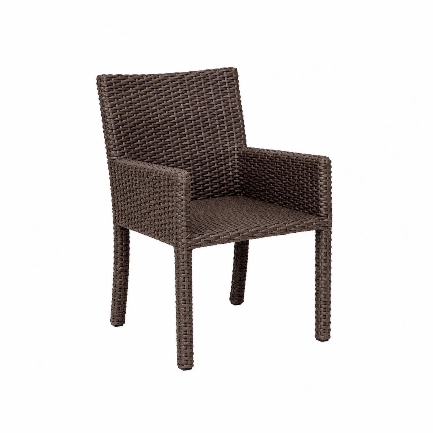 Chaise en résine tressée avec accoudoirs brun 59x60x88cm
