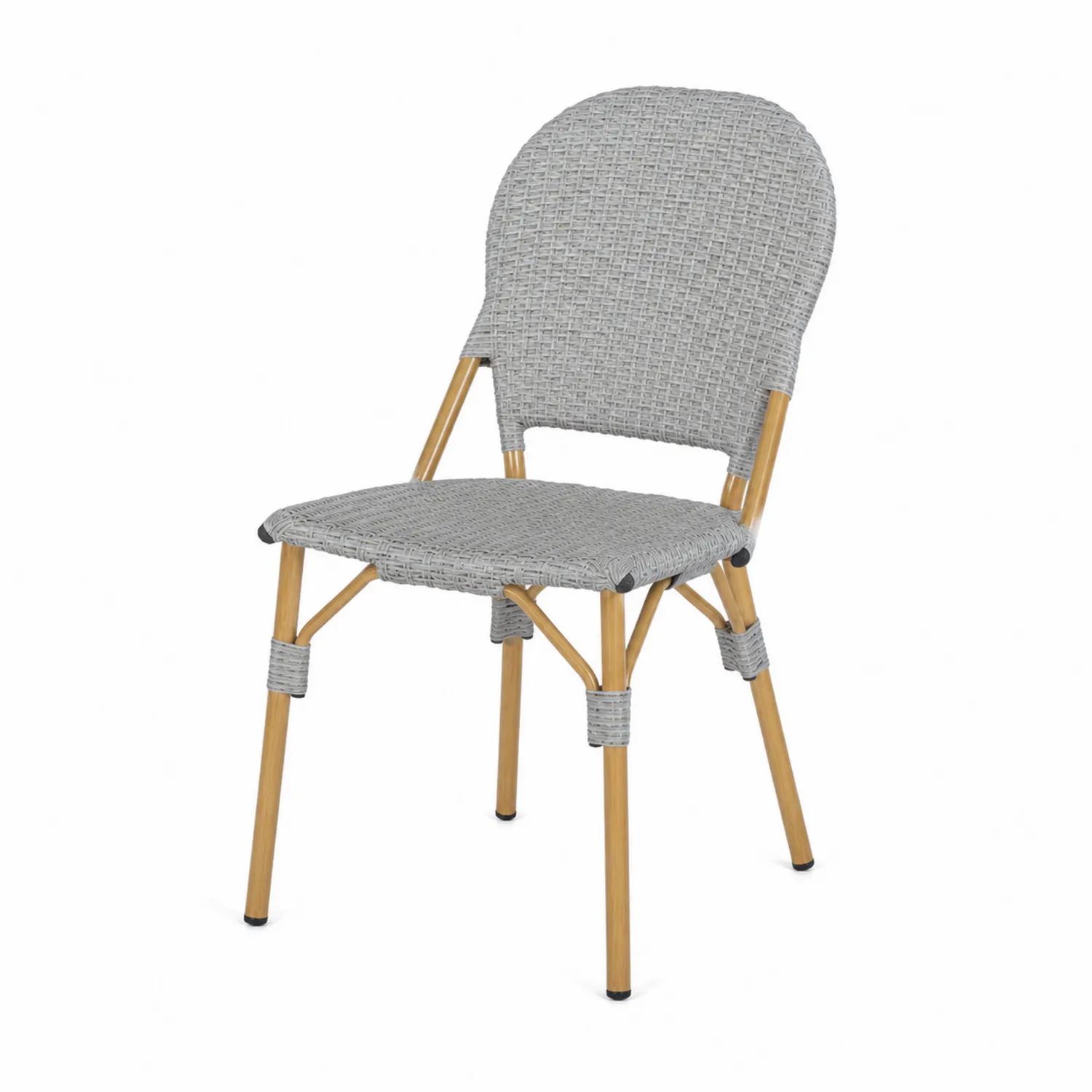 Chaise en métal et rotin synthétique gris, 85 cm