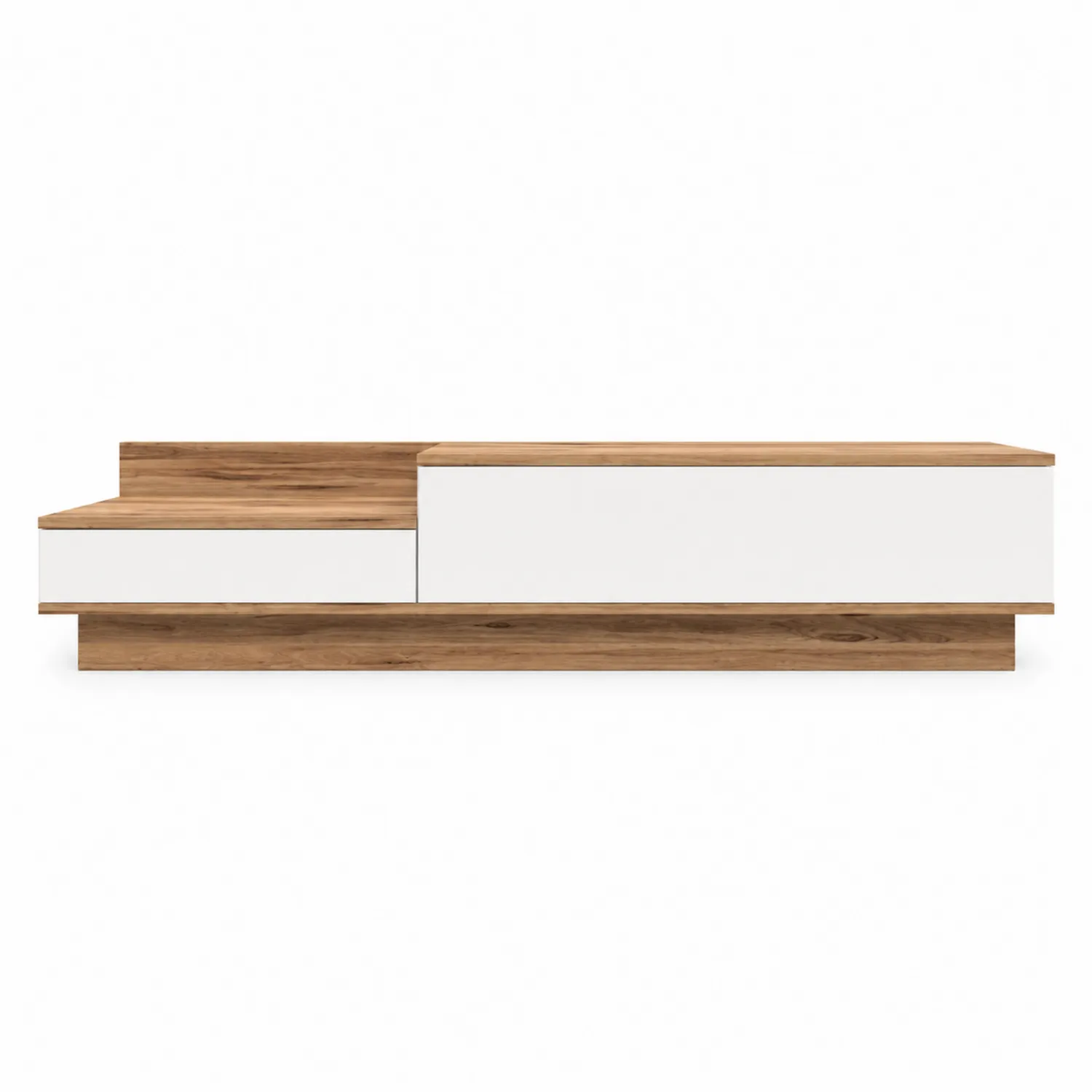 Meuble TV en Bois d'ingénierie Blanc et Noyer