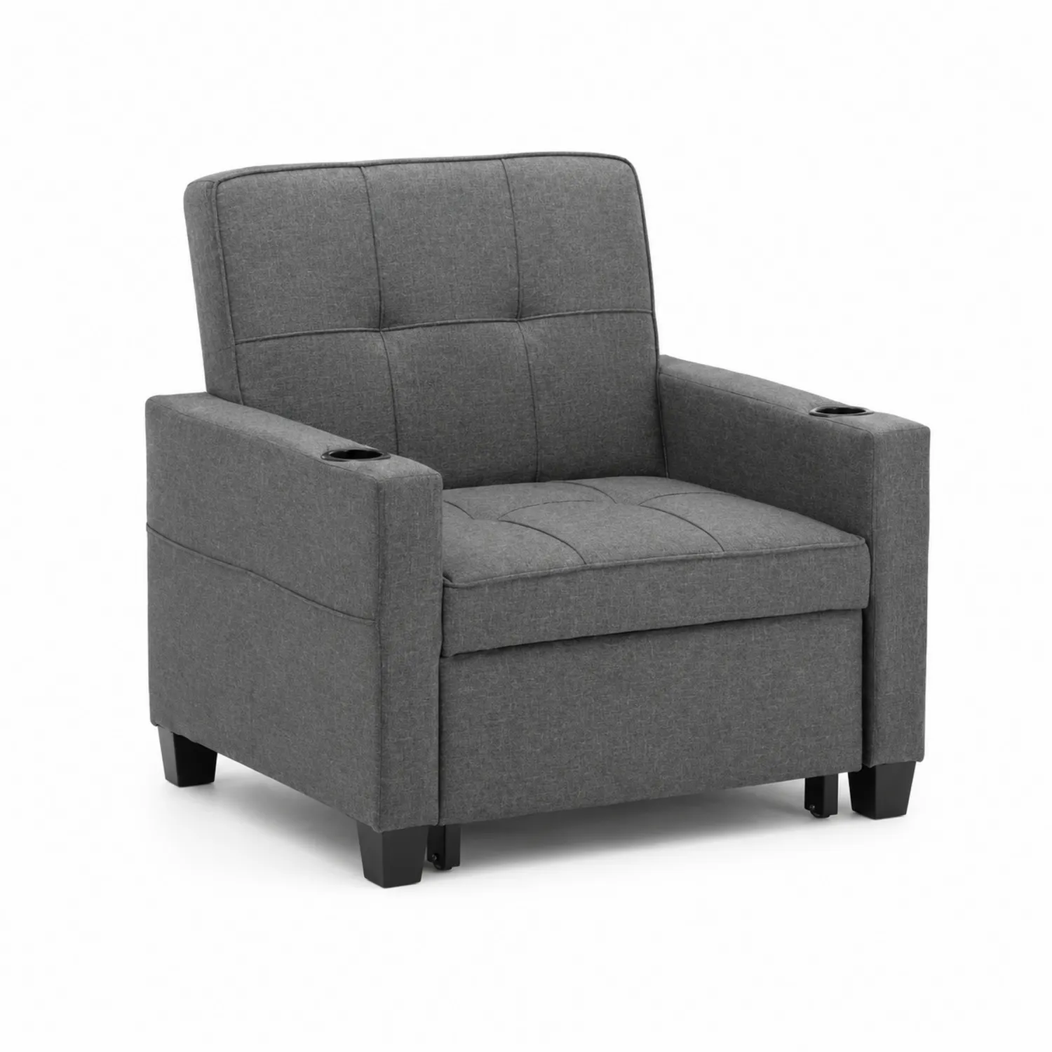Fauteuil en tissu polyester avec porte-gobelets
