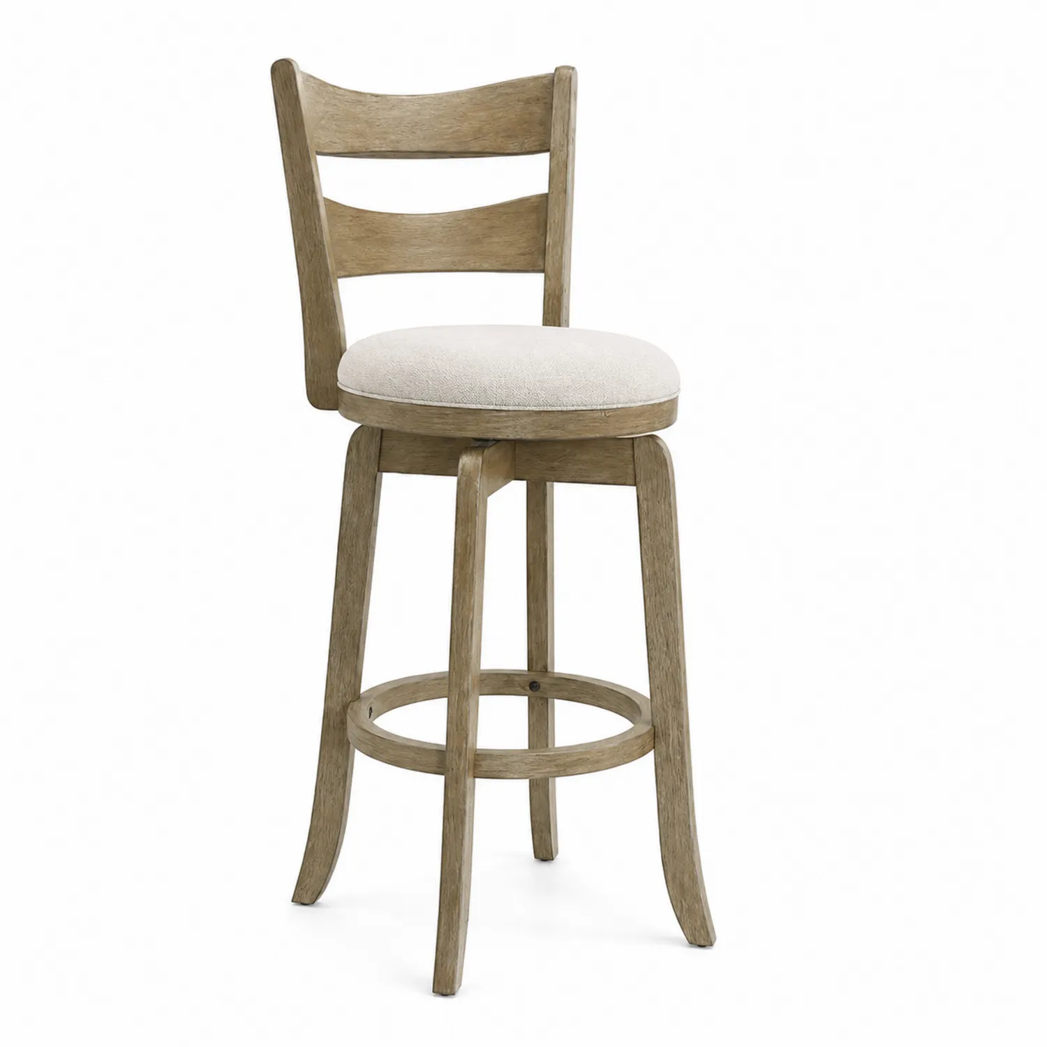 Tabouret de bar en bois avec assise en tissu beige 76 cm