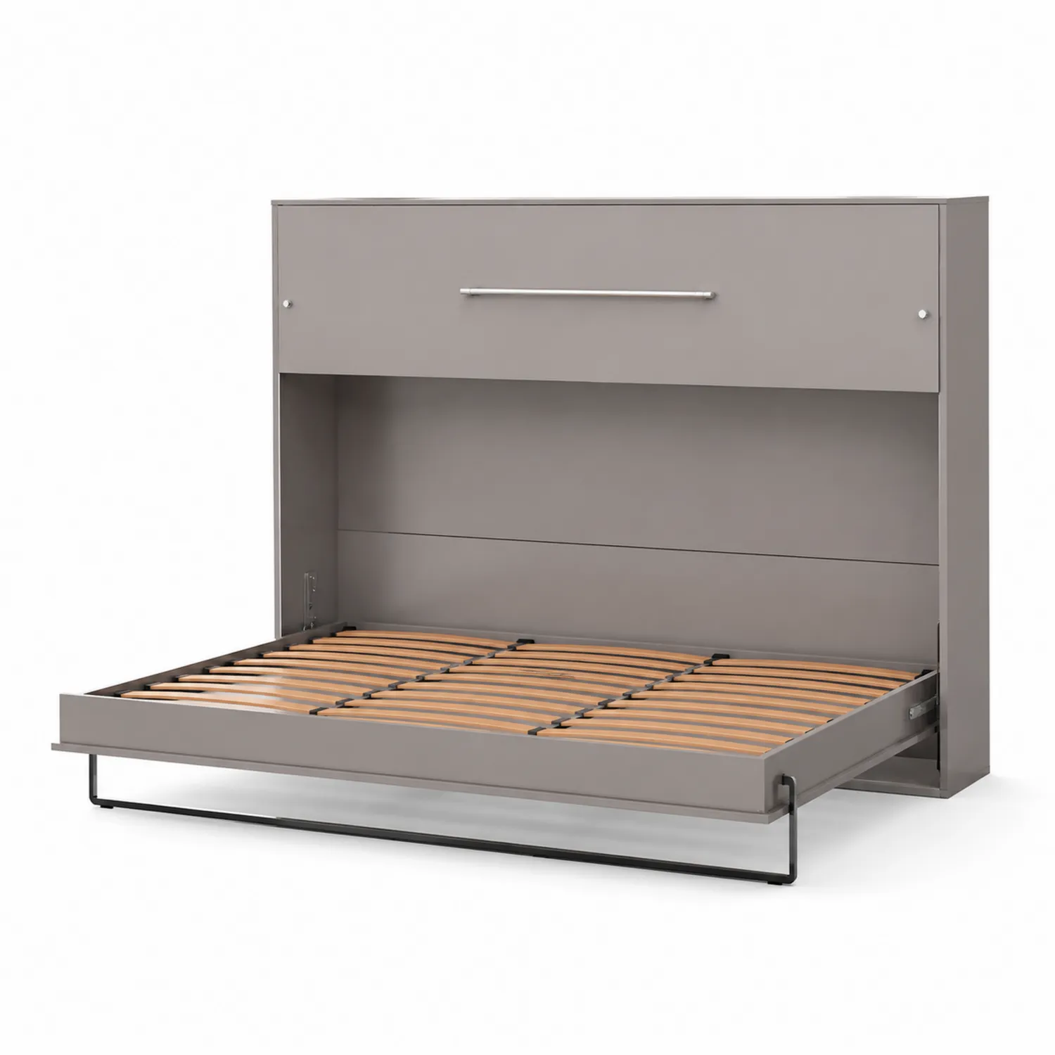 Lit escamotable horizontal en métal et bois 90x190 cm Gris
